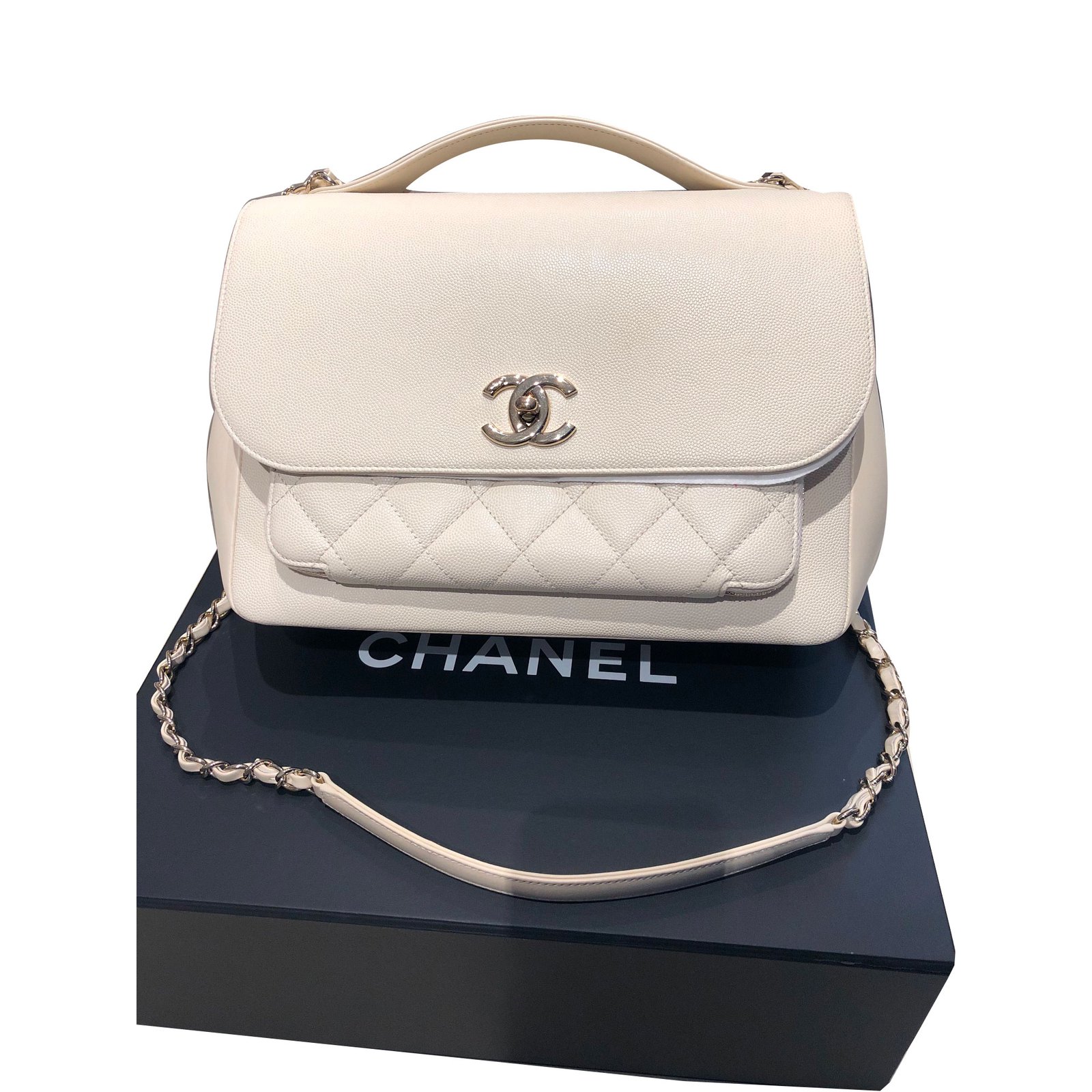 Chanel Affinity bag White Cream Leather ref.74397 - Joli Closet