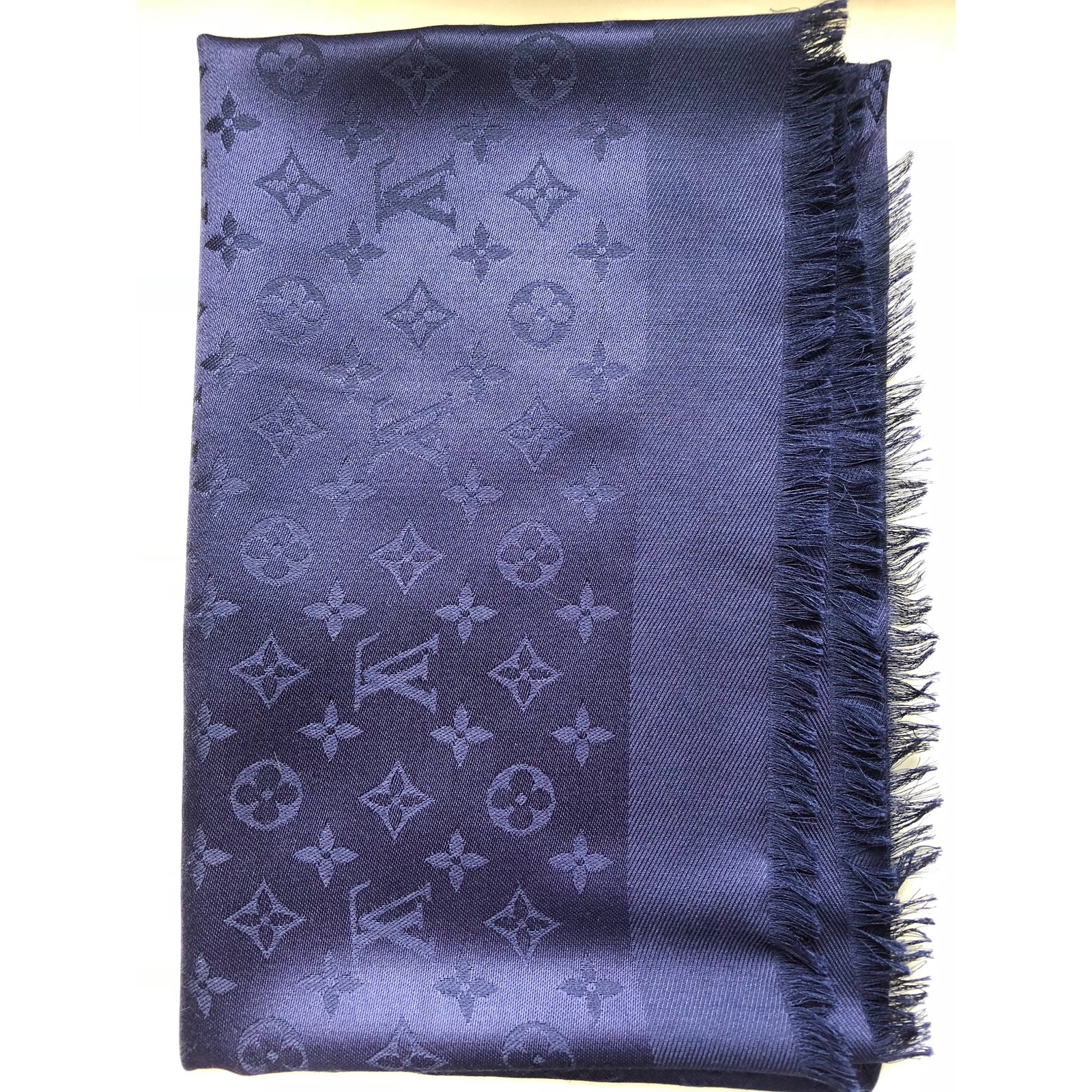Louis Vuitton Sciarpa Monogram Blu Seta ref.242988 - Joli Closet