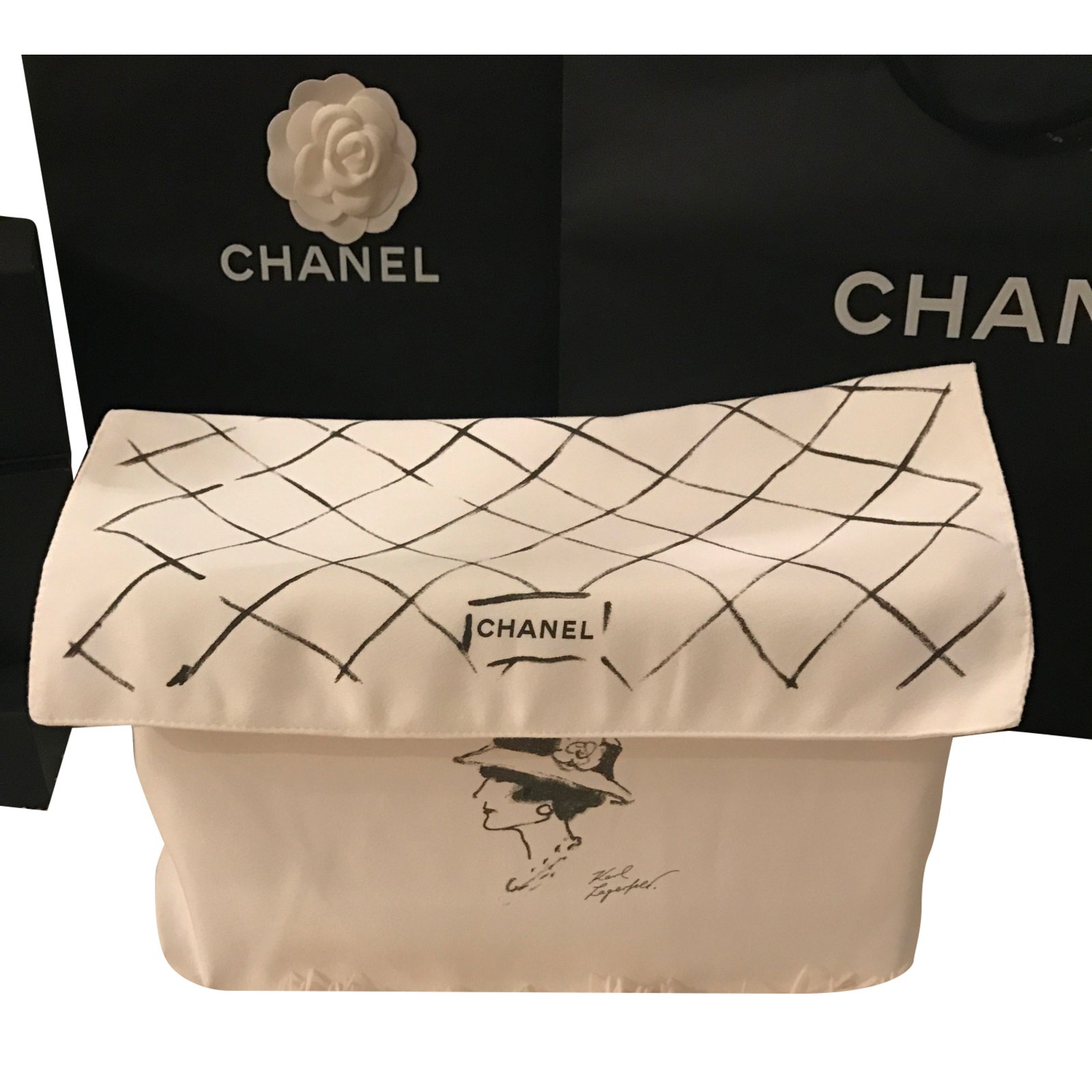 Authentic Chanel Dust Bag  Black and white bags, Classic flap bag