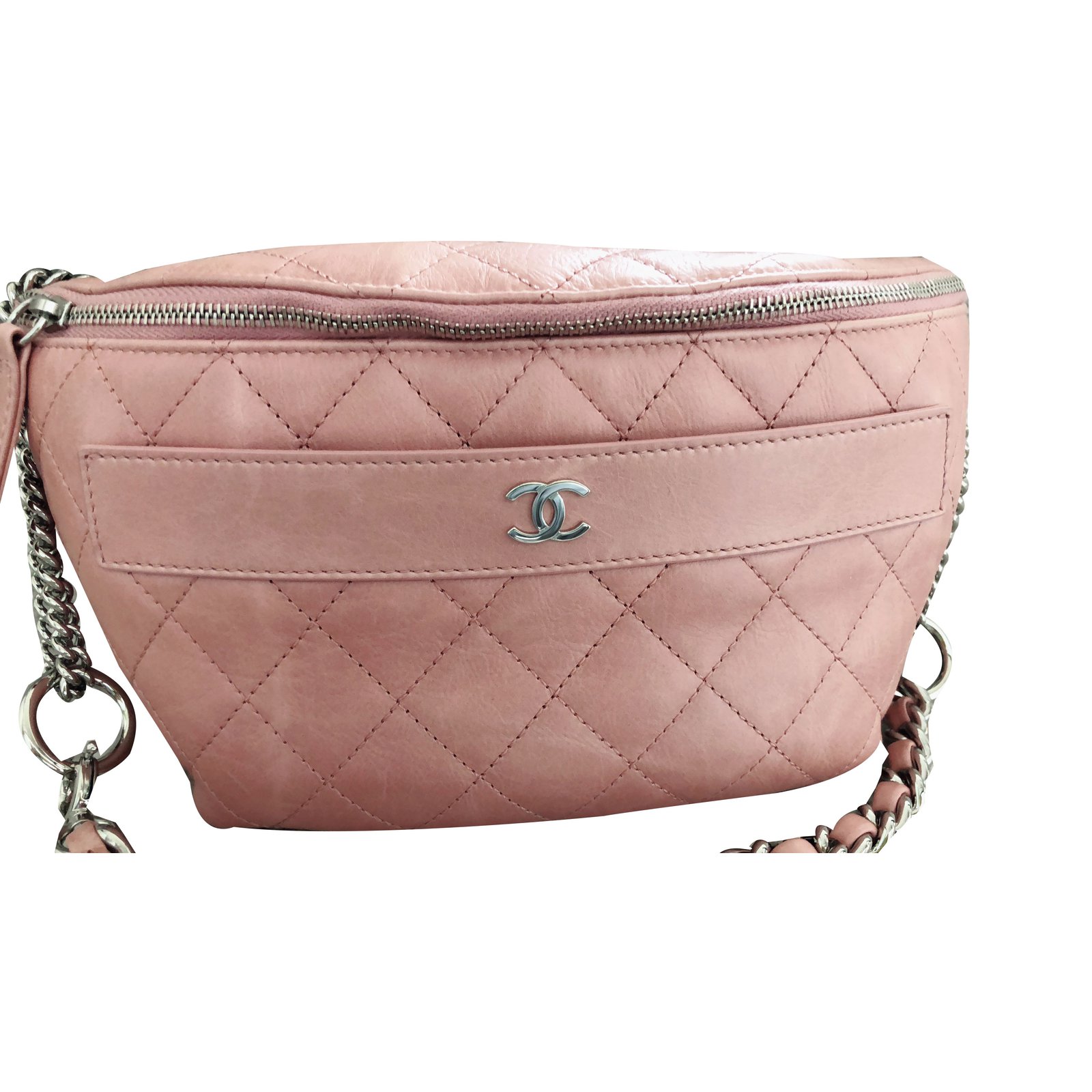 Chanel Belt bag / shoulder bag / cross body bag Pink Leather ref.75007 -  Joli Closet