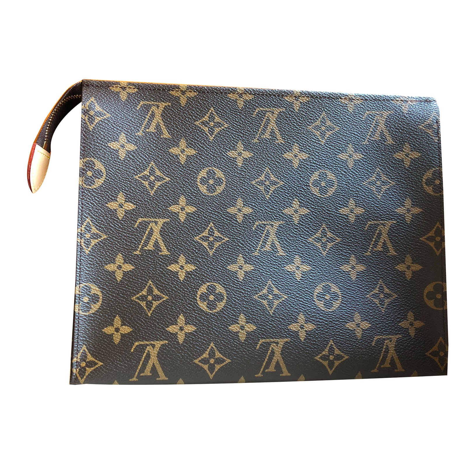 Louis Vuitton Toiletry Pouch 26 Clutch bags Leather,Other,Cloth Brown ref.75136 - Joli Closet