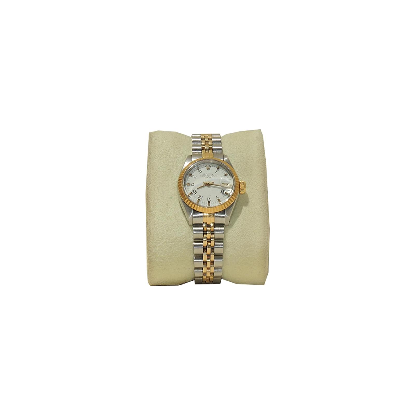 Rolex Vintage Lady Datejust Bianco Acciaio Oro ref.75207 - Joli Closet