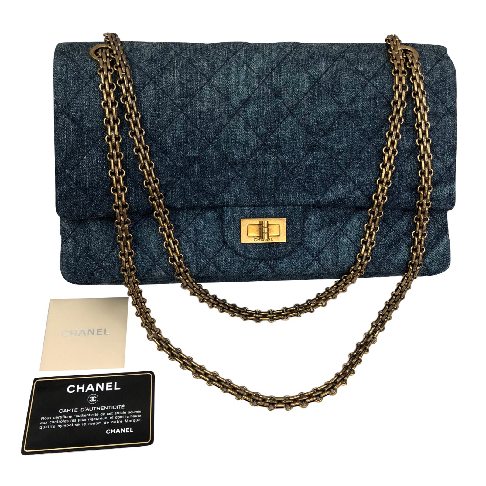Chanel Blue Denim 2.55 Reissue Double Flap 227 Bag – The Closet