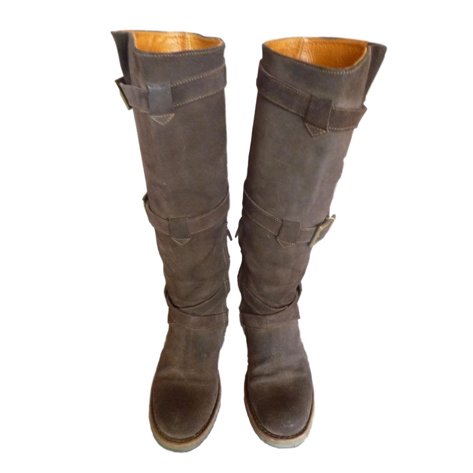 Bottines Free Lance Geronimo En Daim Marron/beige - Taille 37, Talons Très Hauts, Cuir Intérieur - Occasion Excellent état