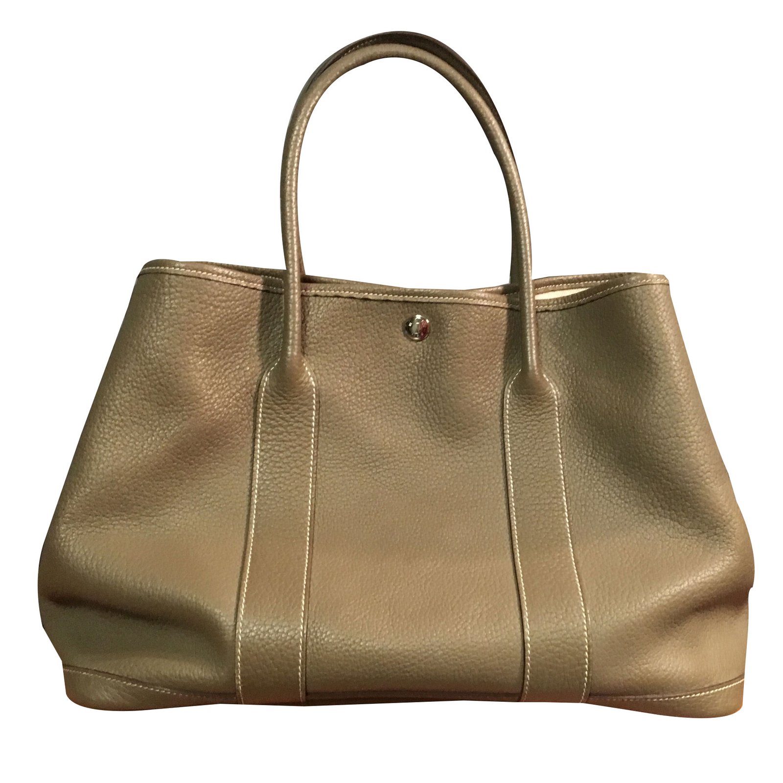 Hermes Garden Party Handbags Leather Taupe Ref 76001 Joli Closet