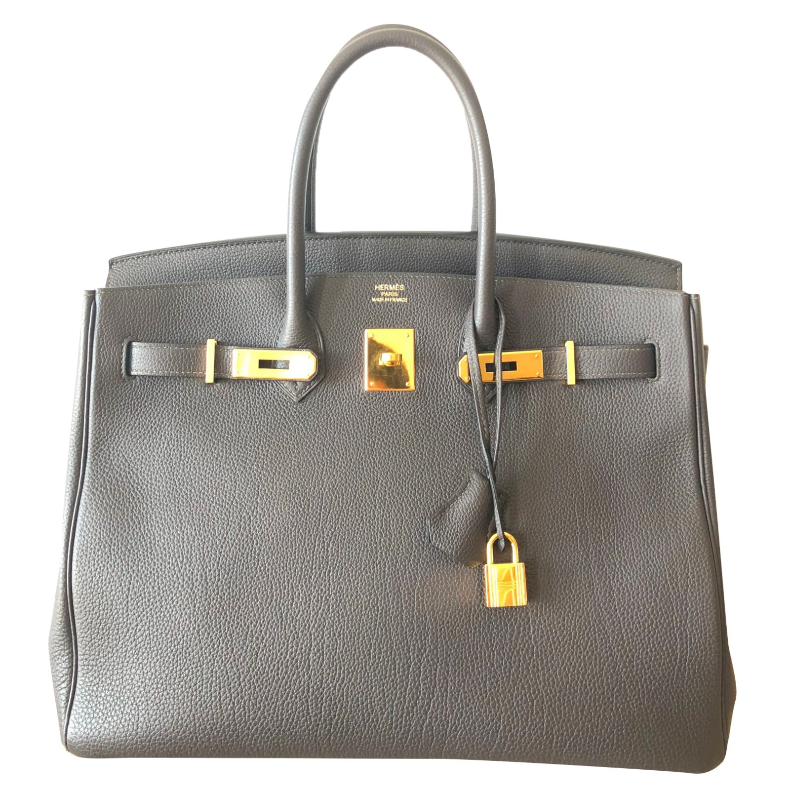 Hermès Birkin 35 Handbags Leather Grey 