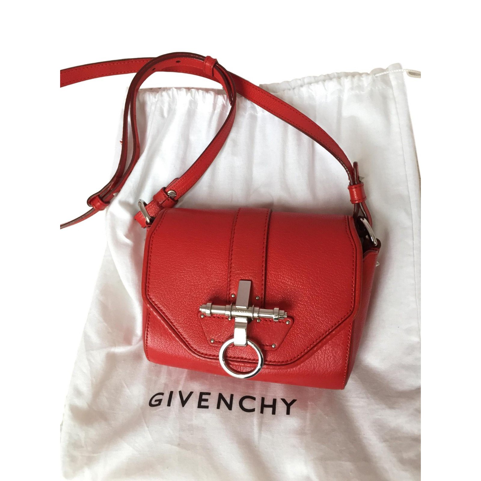 Givenchy Obsedia Handbags Leather Red 