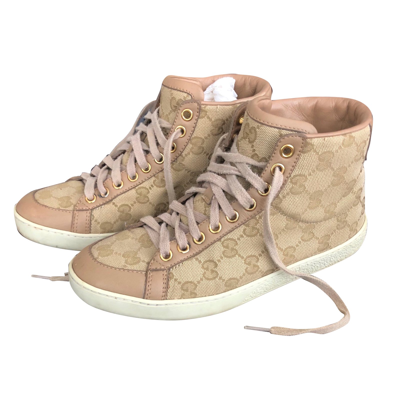 Gucci Trainers Sneakers Leather Beige 