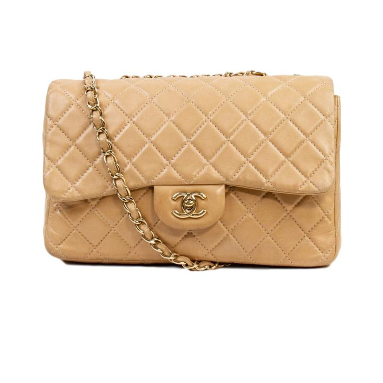 Chanel Timeless Jumbo Handbags Lambskin Beige ref.78055 - Joli Closet