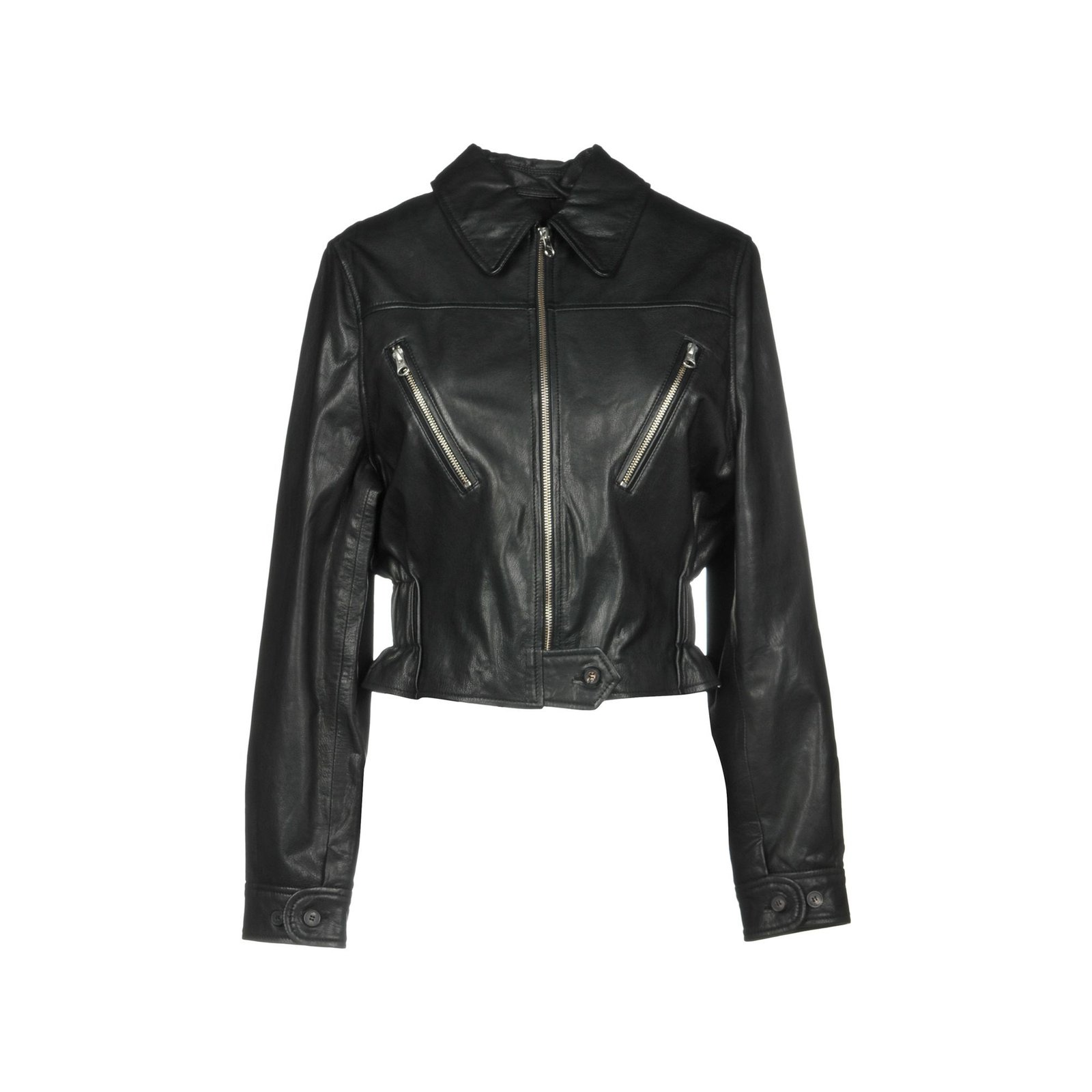 Alexander McQueen Cropped Leather Jacket in Black Womens Clothing Jackets Leather jackets 