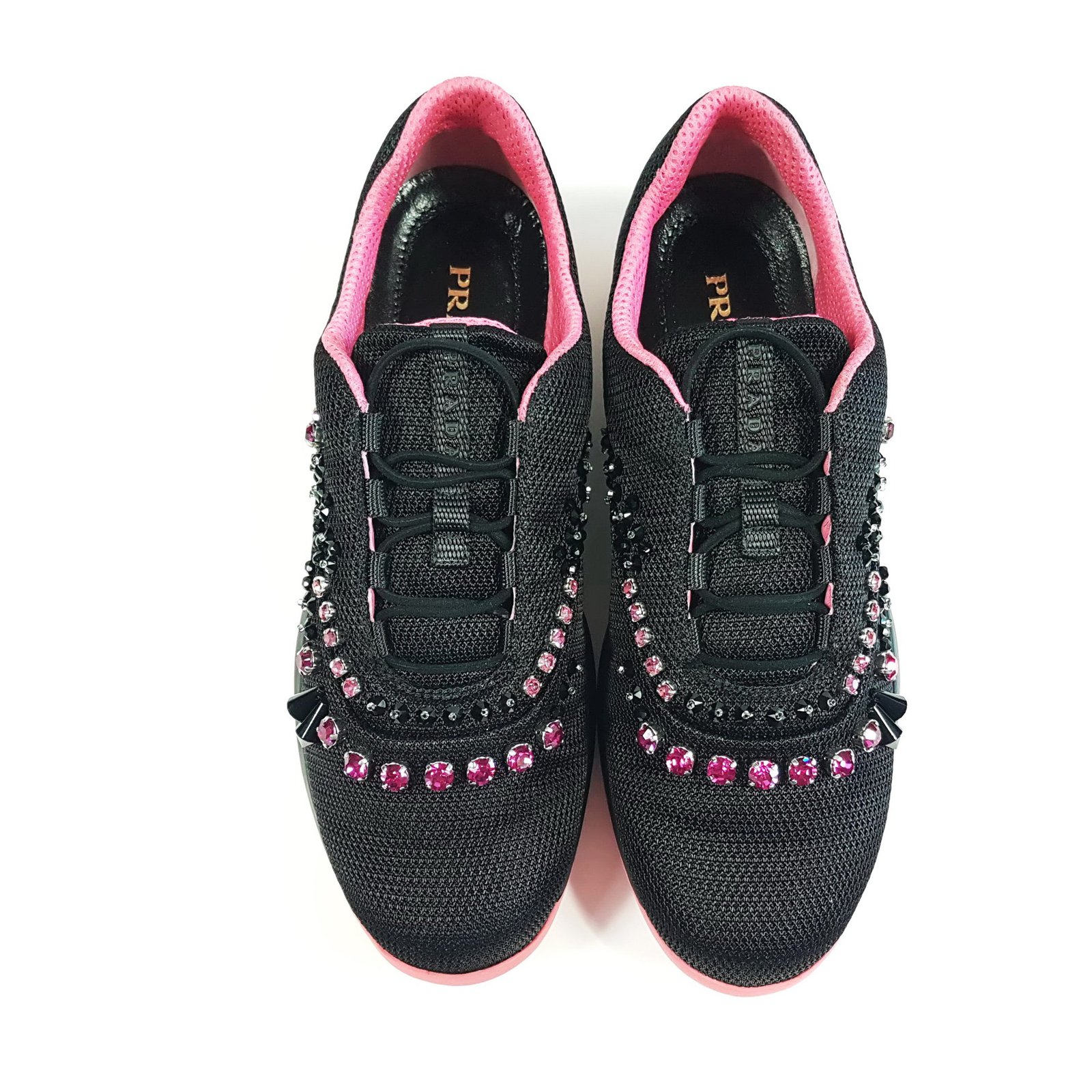 black and pink prada sneakers