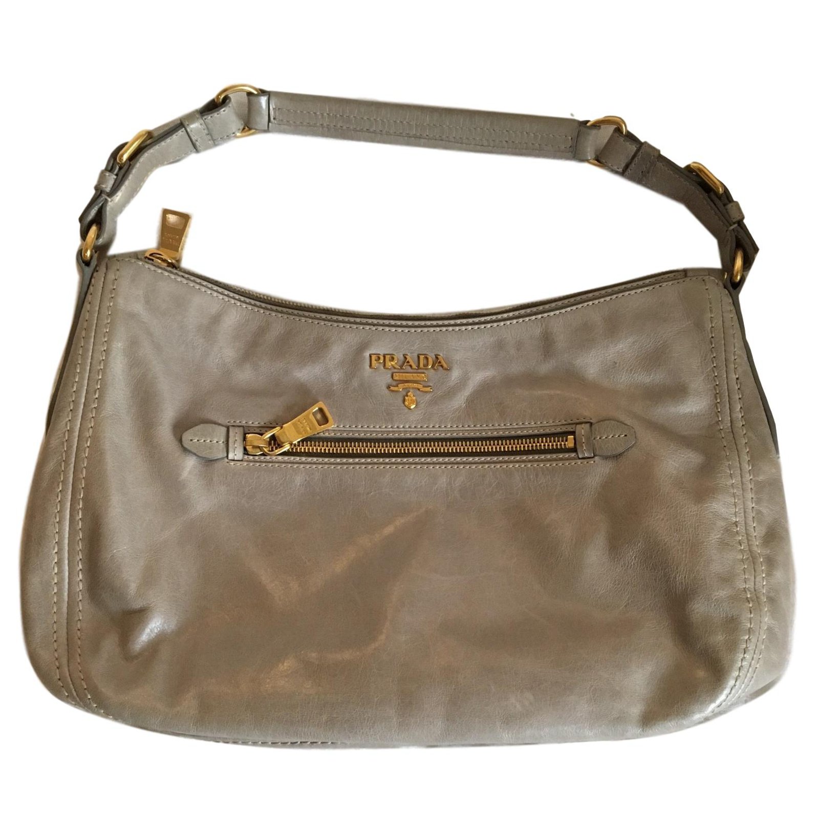 Prada Vintage Handbags Grey Leather Cloth  - Joli Closet