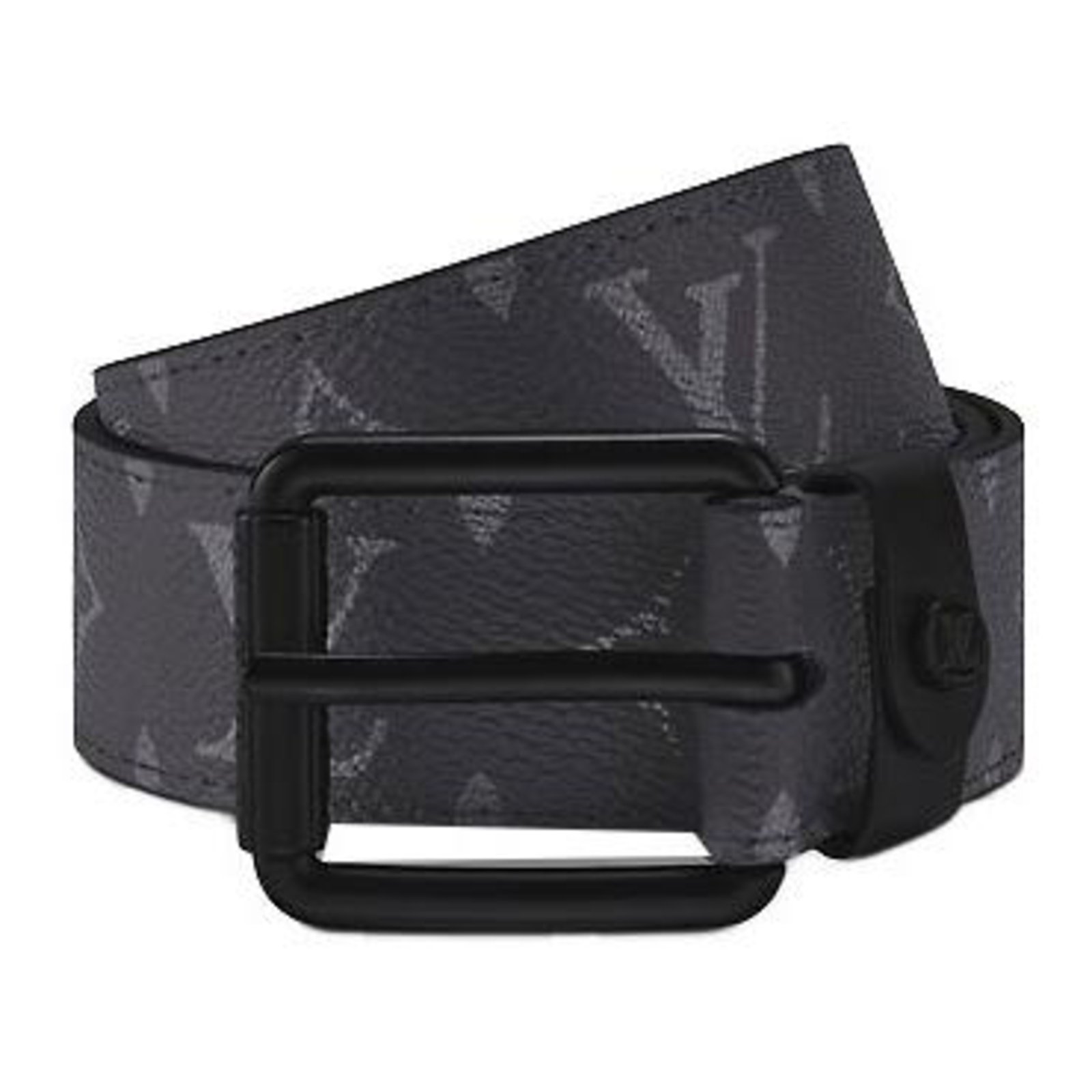Louis Vuitton Black Leather Initials Belt Size 90CM