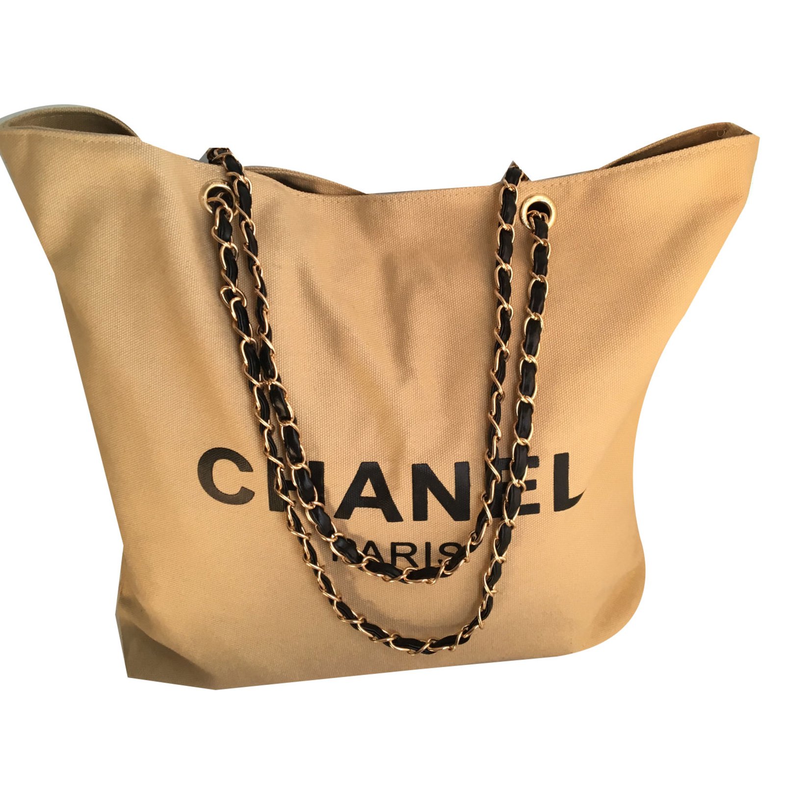 Chanel beige bag vip gift 2018 Gold chain Cloth ref.79403 - Joli