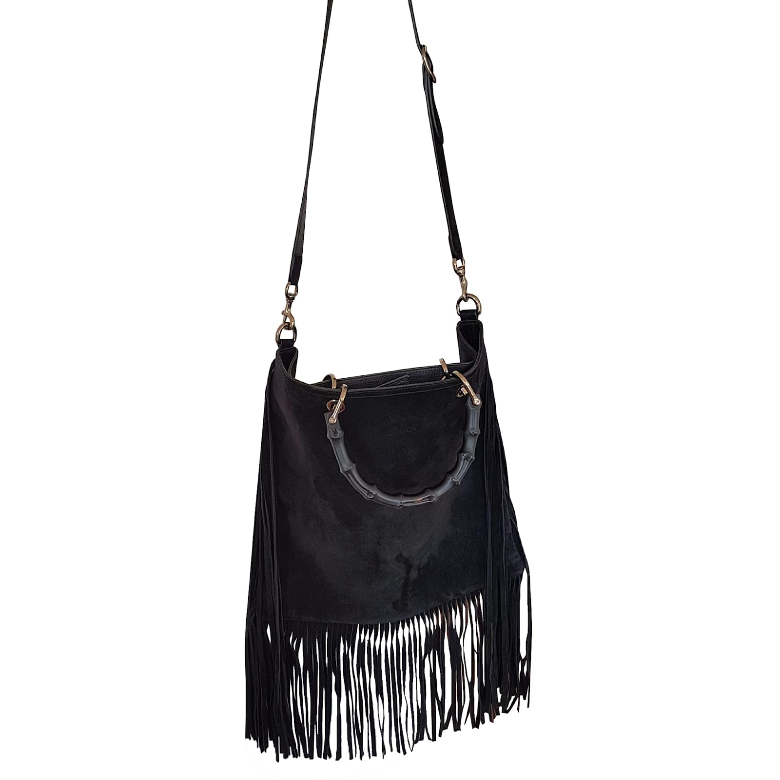 Gucci Handbags Suede Black Ref 79548 Joli Closet Gucci Handbags Suede Black Ref 79548