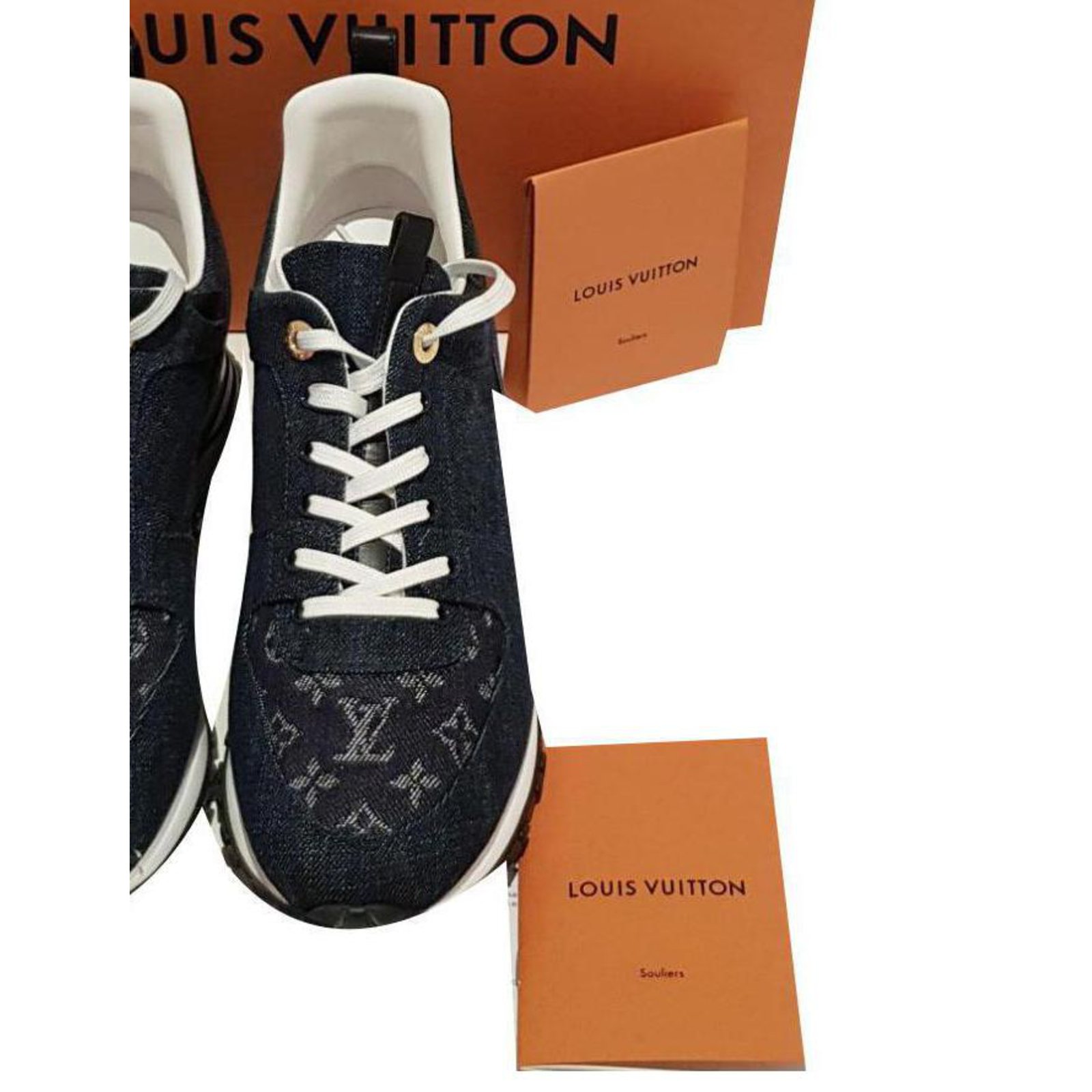 Louis Vuitton Navy Blue Suede and Fabric Trainers
