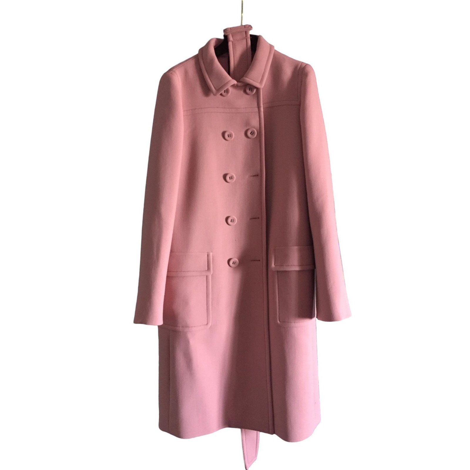 manteau laine rose