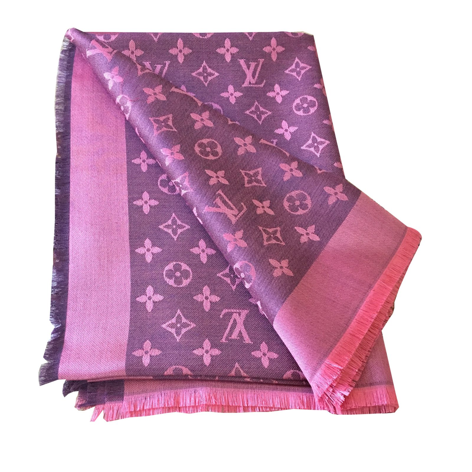 Louis Vuitton Black & Pink So Monogram Wool & Silk Scarf Louis Vuitton