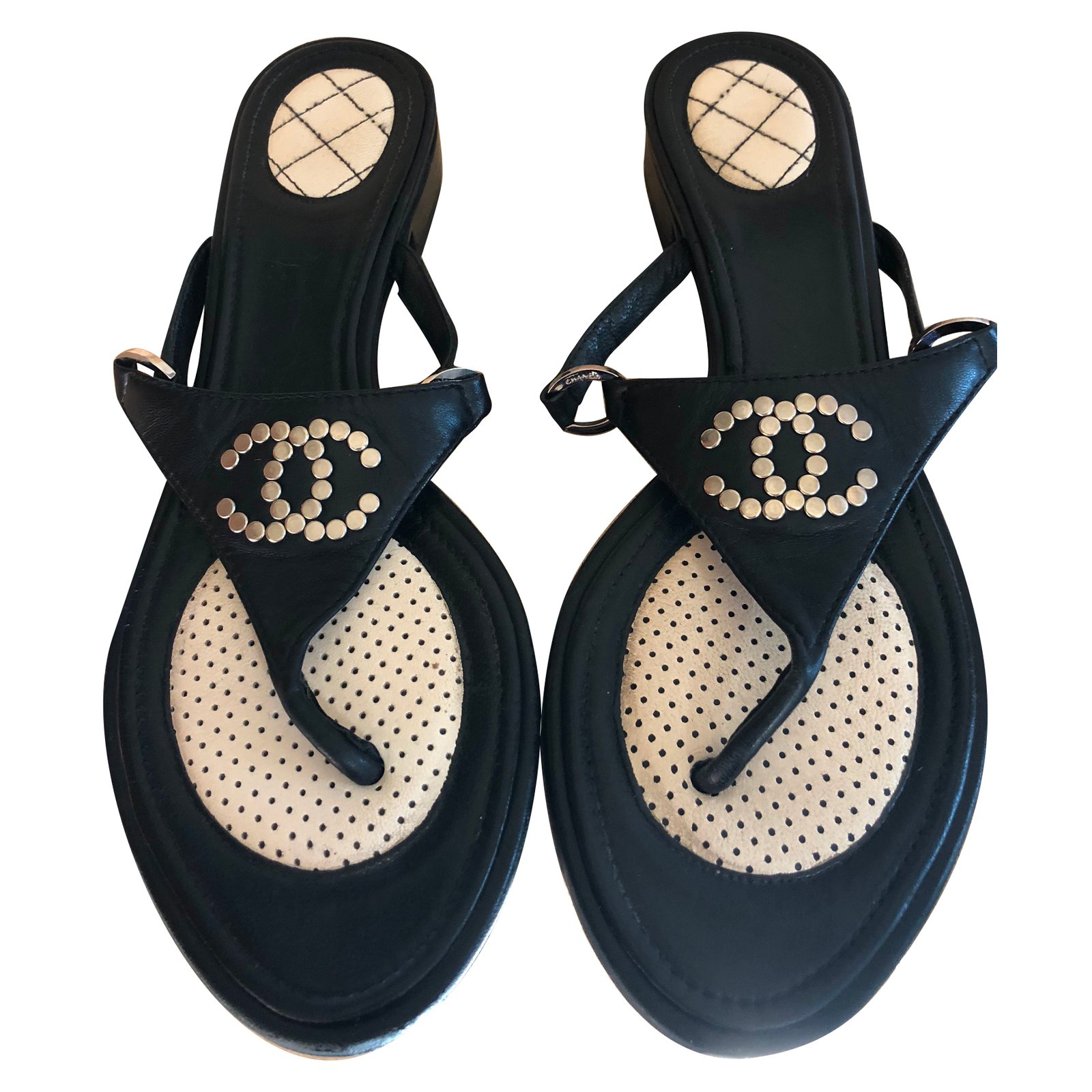Chanel sandals Black Leather ref.81578 - Joli Closet