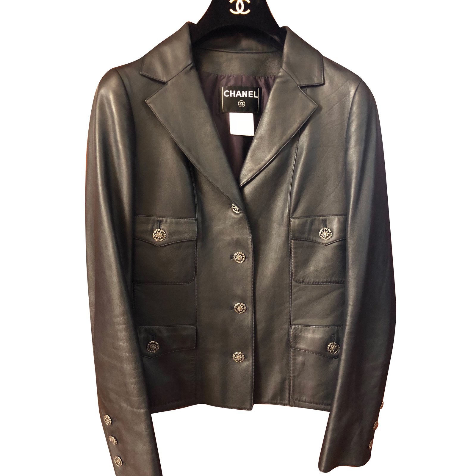 La petite veste noire leather jacket Chanel Black size 38 FR in Leather   33206232