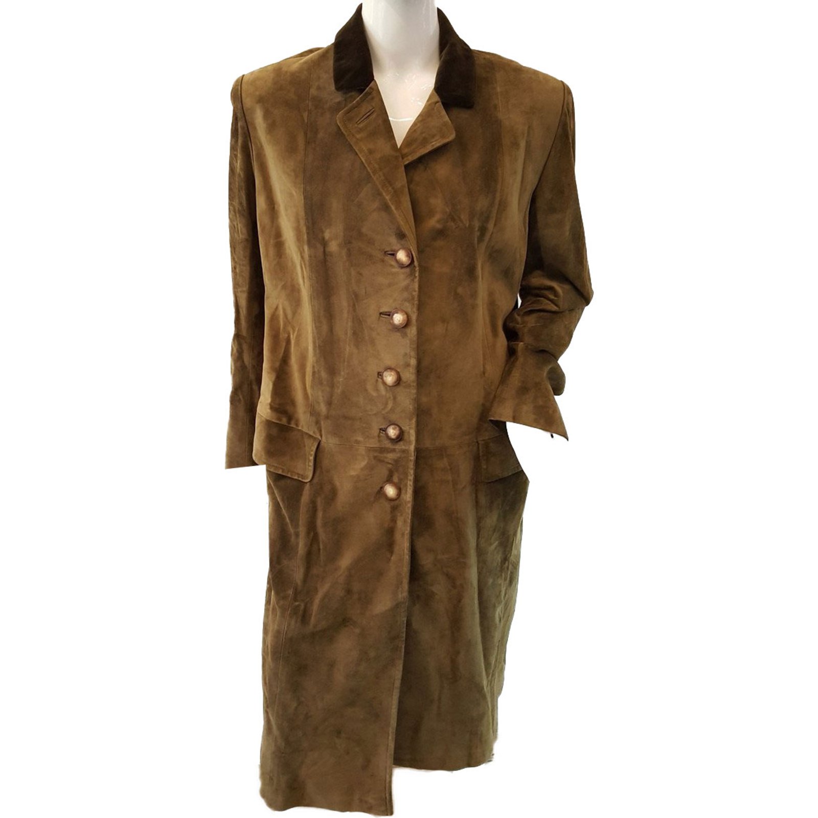 Hermès Leather calf leather coat Khaki Suede ref.81819 - Joli Closet
