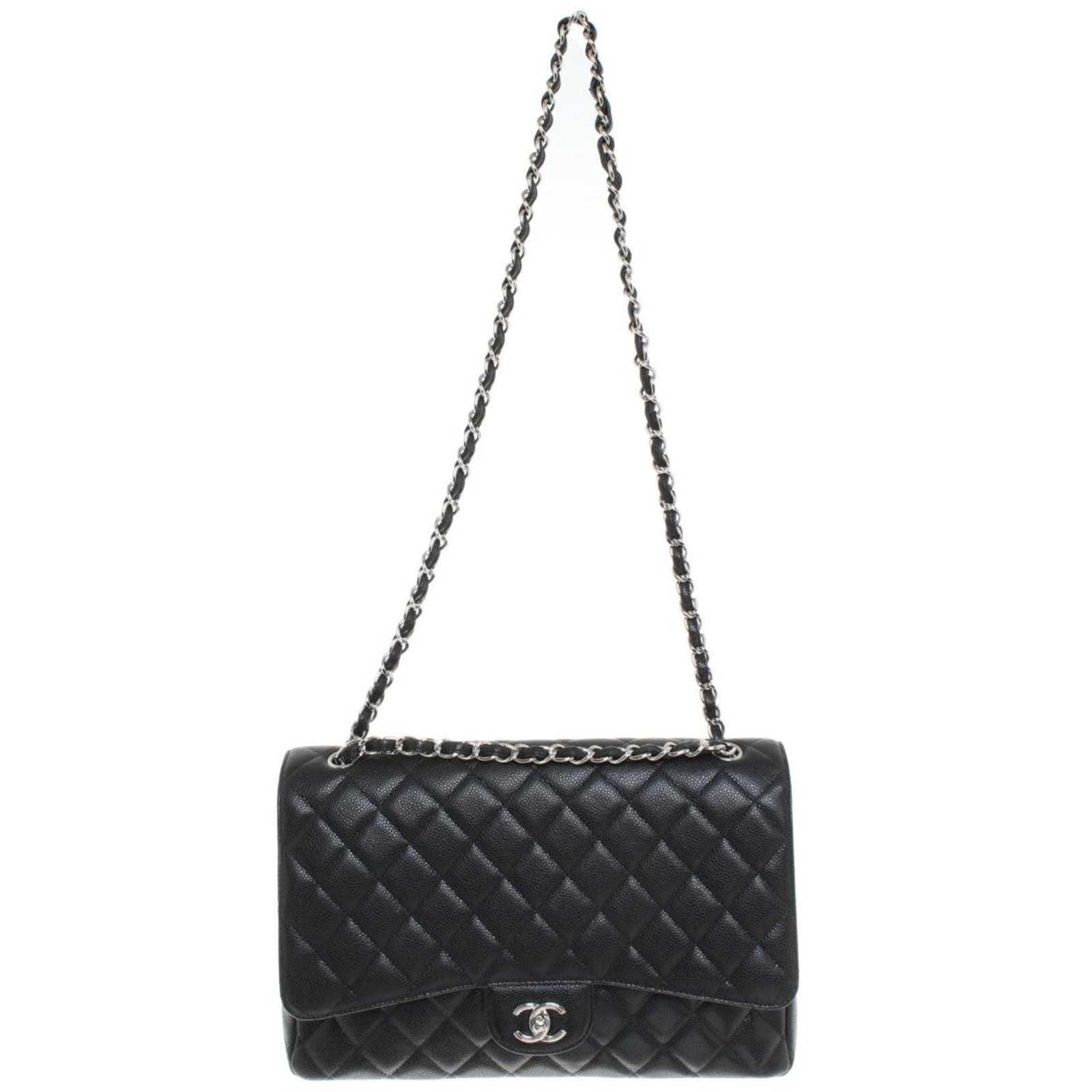 Maxi Chanel single flap Black Leather ref.82581 - Joli Closet