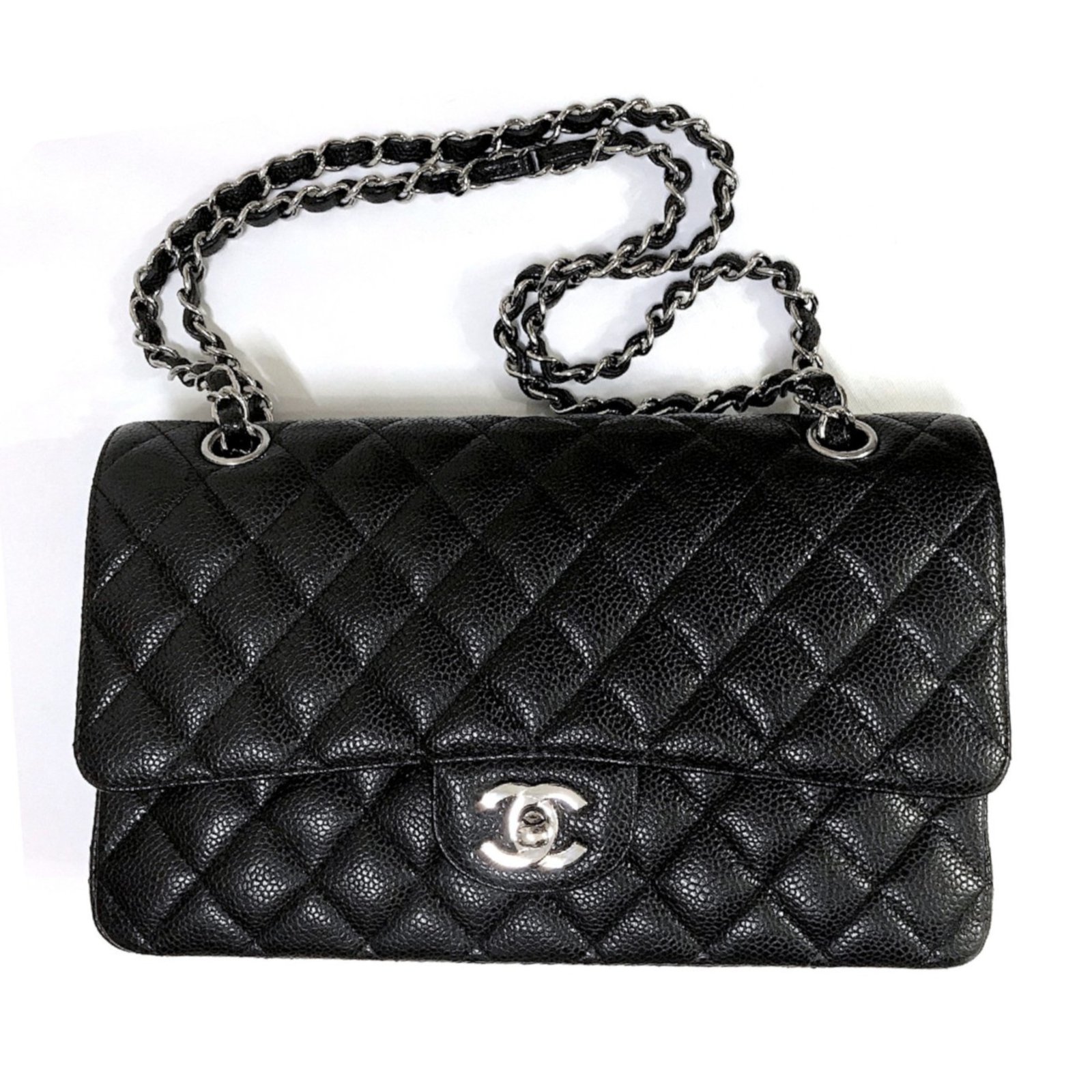 Chanel Timeless Caviar Medium Flap Bag Black Leather ref.82745 - Joli Closet