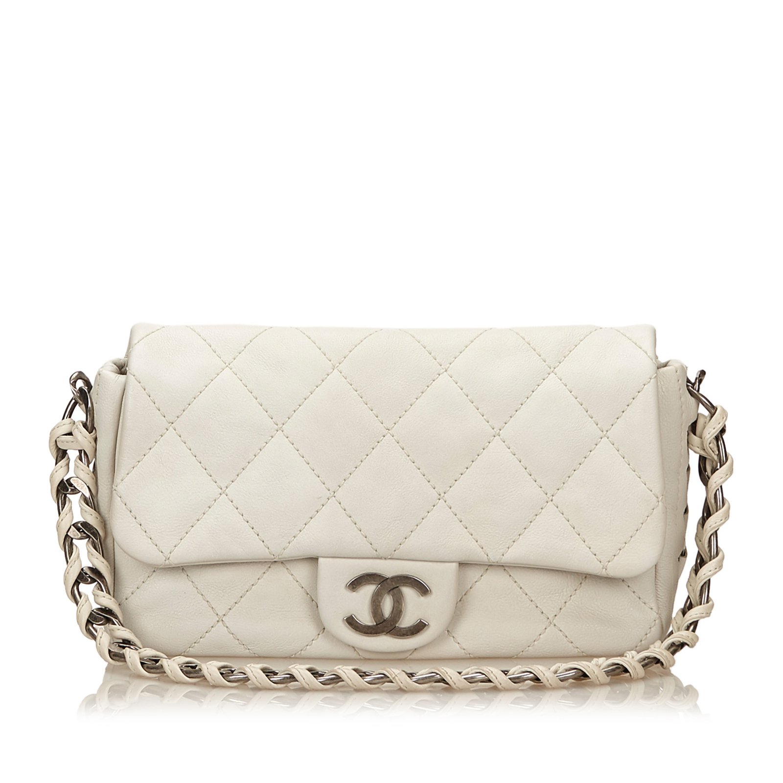 Chanel Medium Wild Stitch Flap Bag White Cream Leather ref.83065 - Joli ...