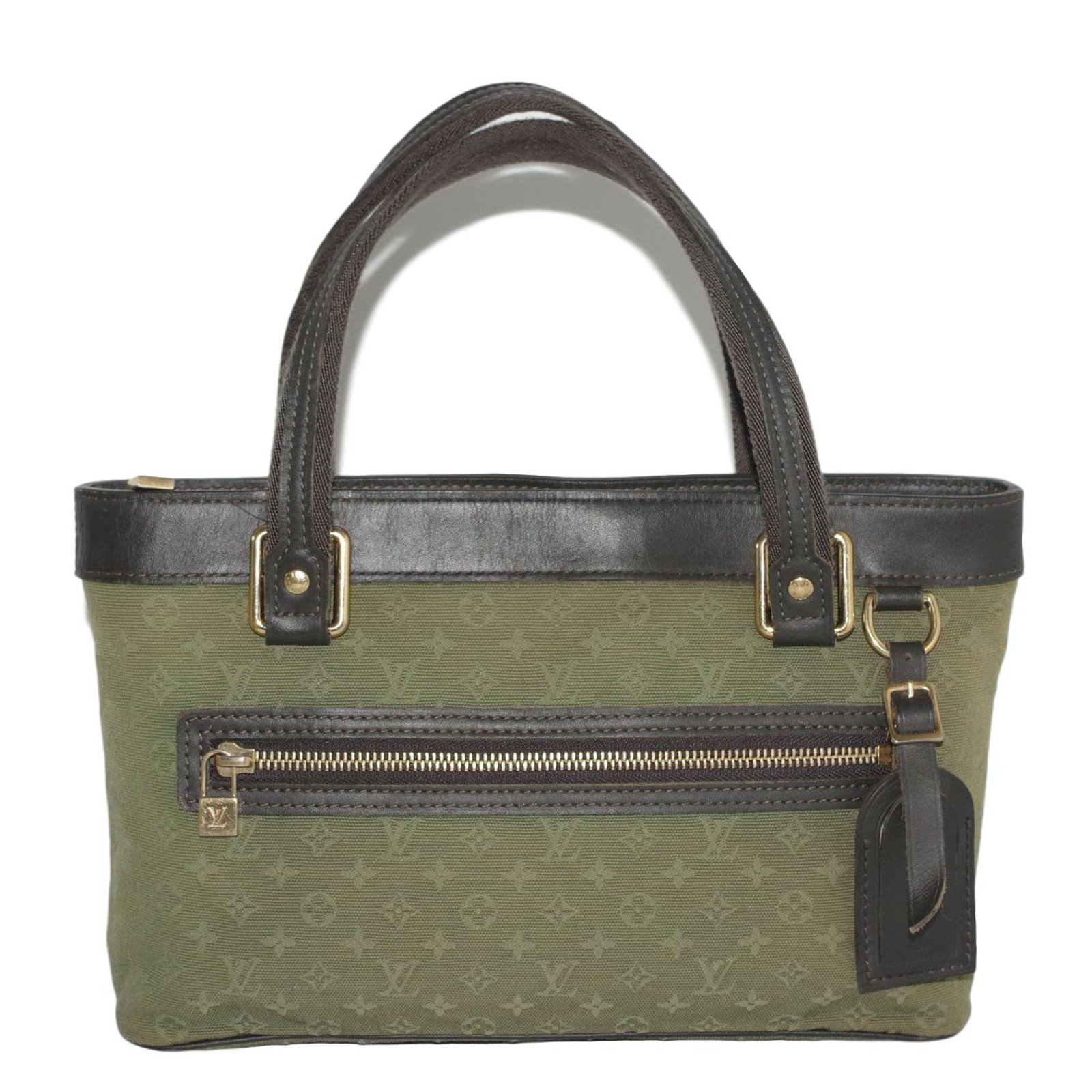 Louis Vuitton Handbags Handbags Leather,Linen Olive green ref.83743 - Joli Closet