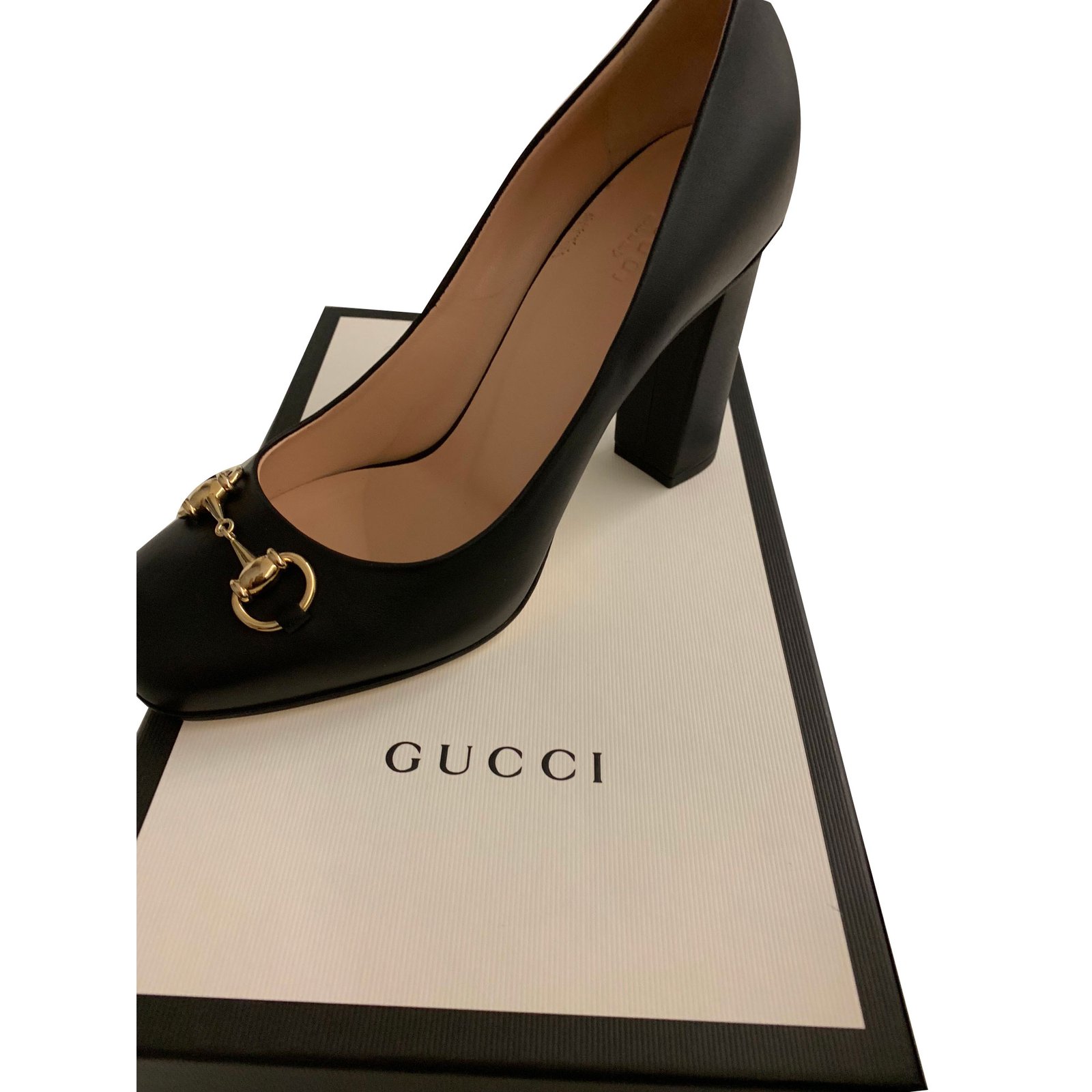 gucci black leather heels