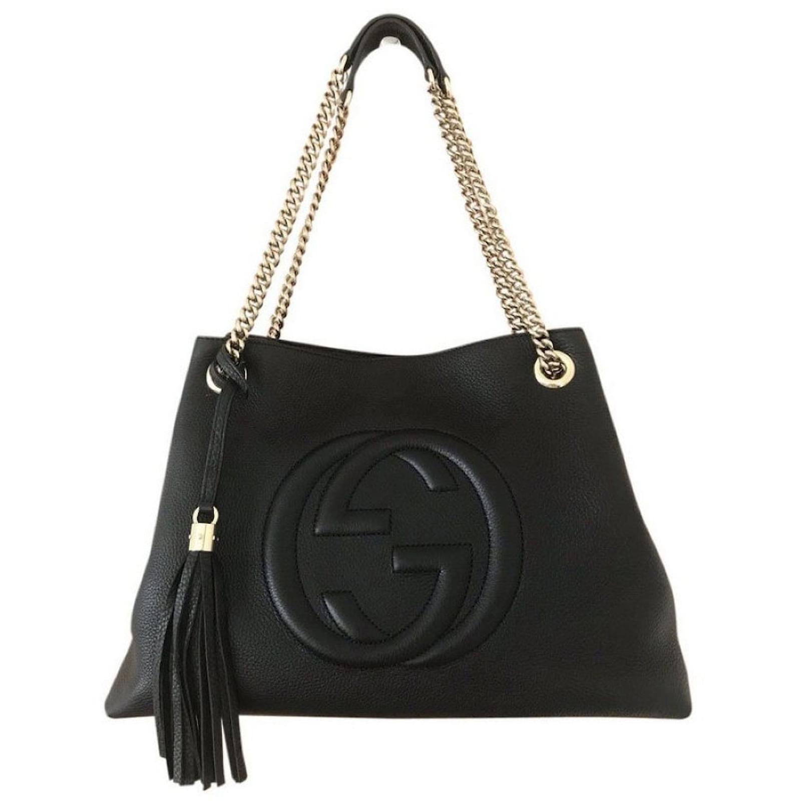 Gucci Soho Handbags Leather Black Ref 84570 Joli Closet Gucci Soho Handbags Leather Black Ref 84570