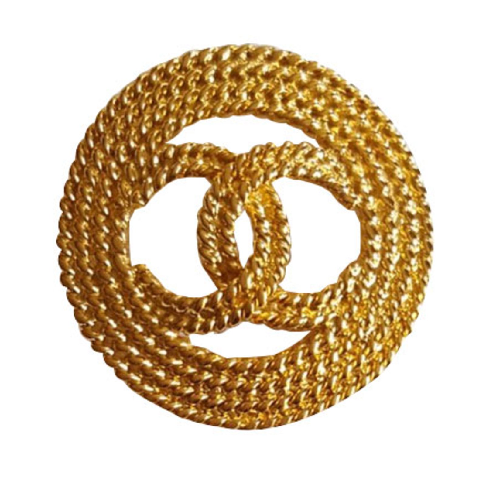 Chanel Gold Vintage Toned Braided Rope CC Logo Brooch