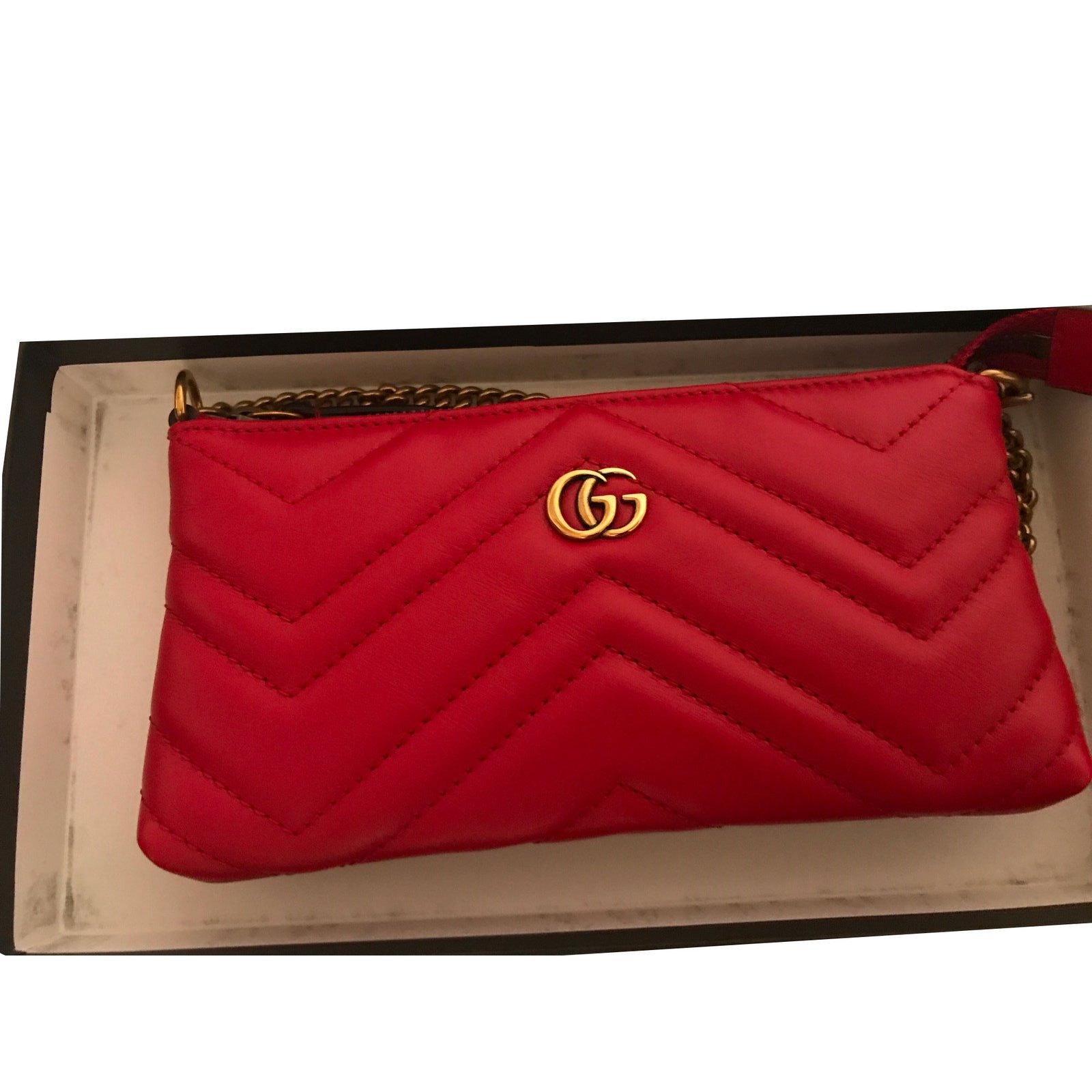 Gucci Marmont Clutch bags Leather Red 