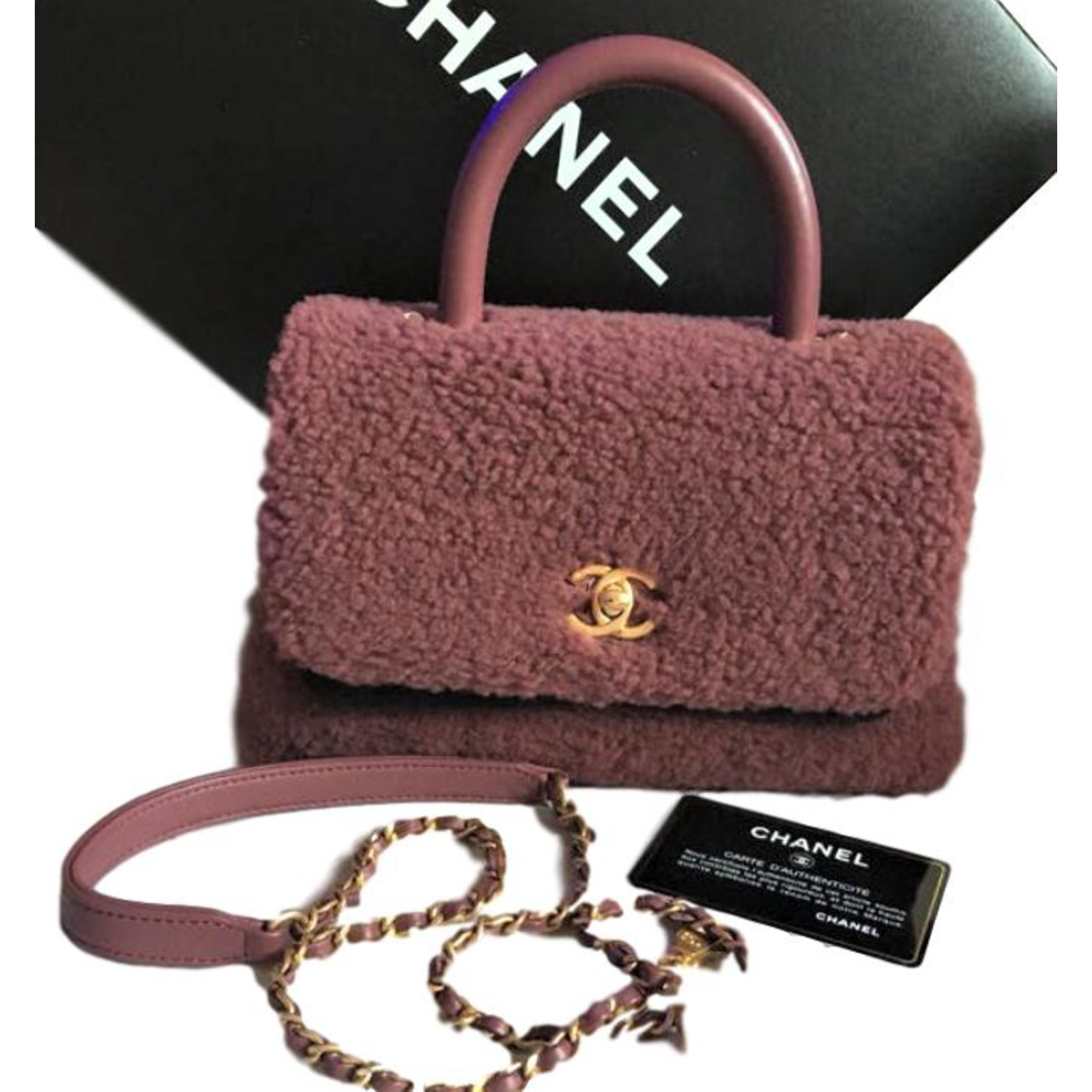 chanel brown fur bag