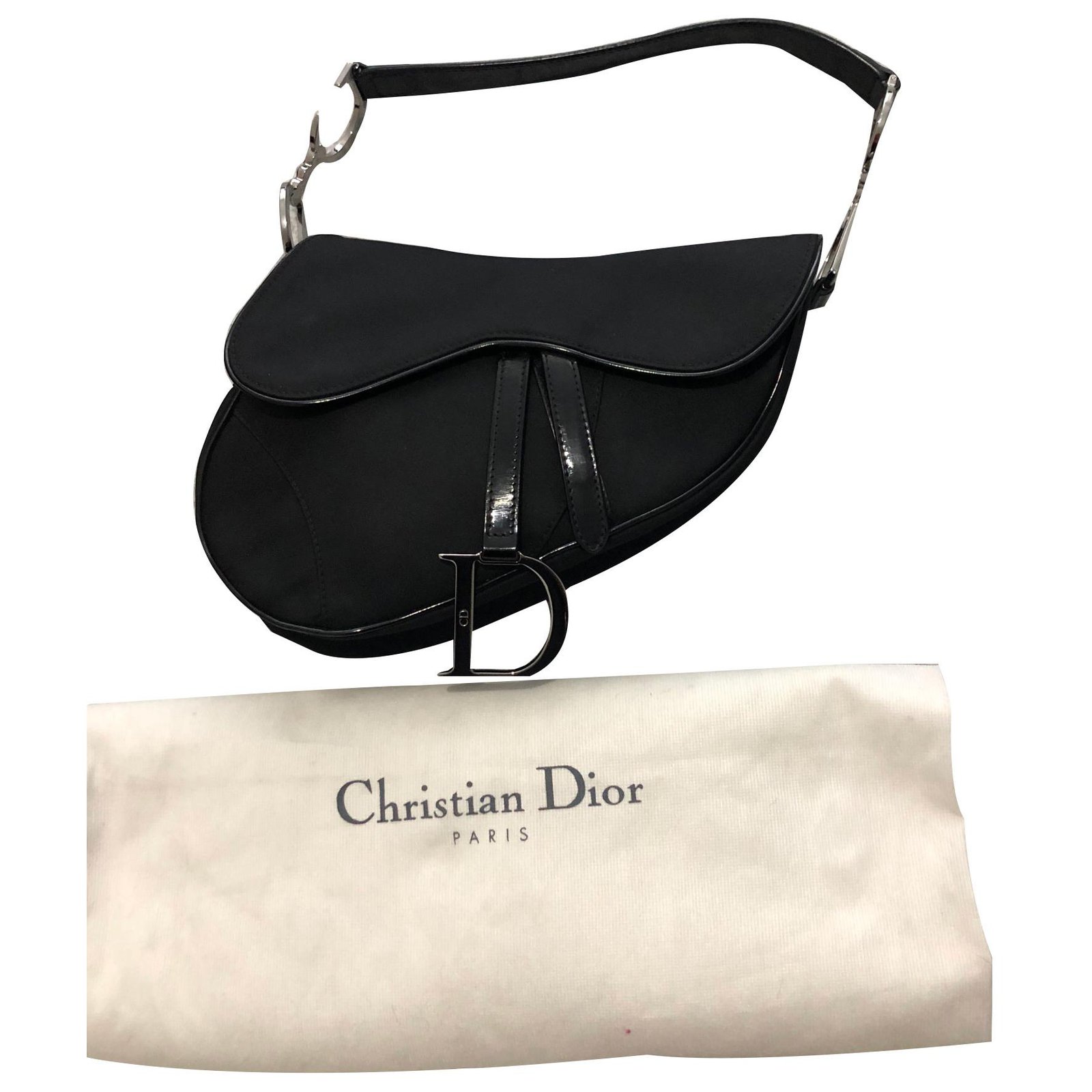 Christian Dior Saddle Bag Black Cloth Ref 84810 Joli Closet