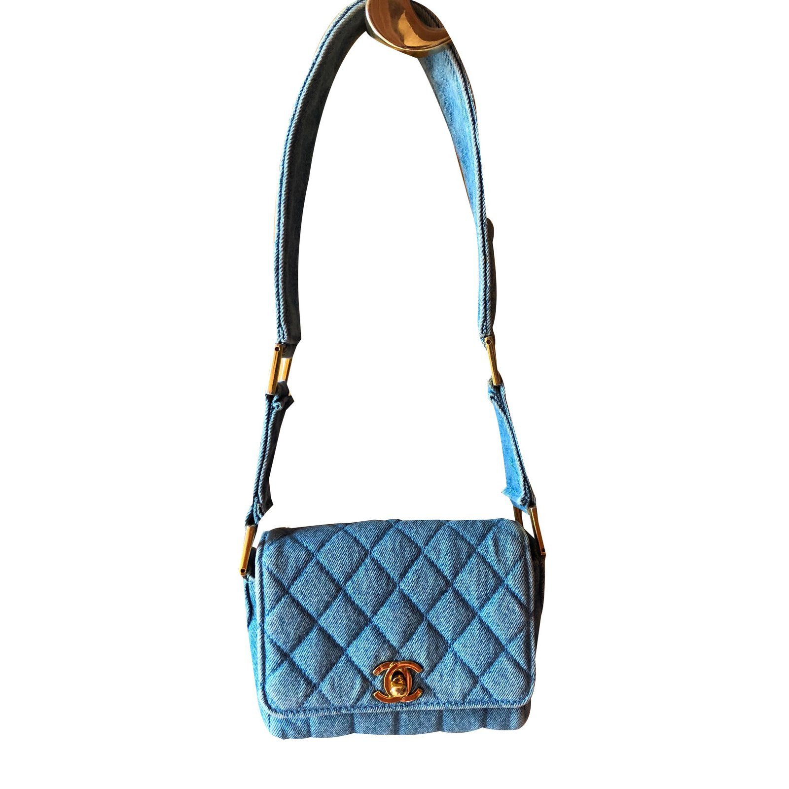 Chanel Micro bag jeans Light blue Cloth ref.85445 - Joli Closet