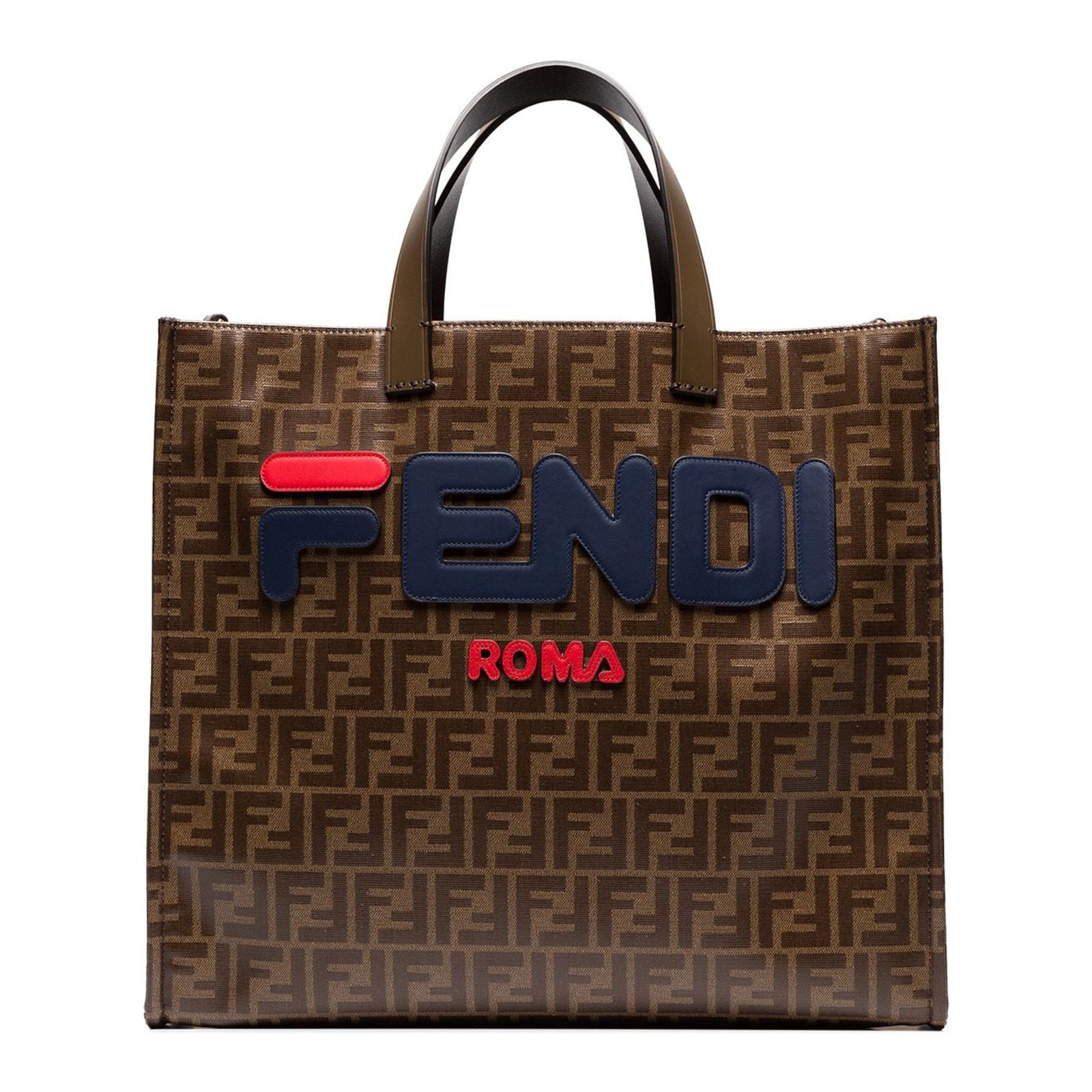 Fendi Mania brown logo print tote bag ref.86523 - Joli Closet