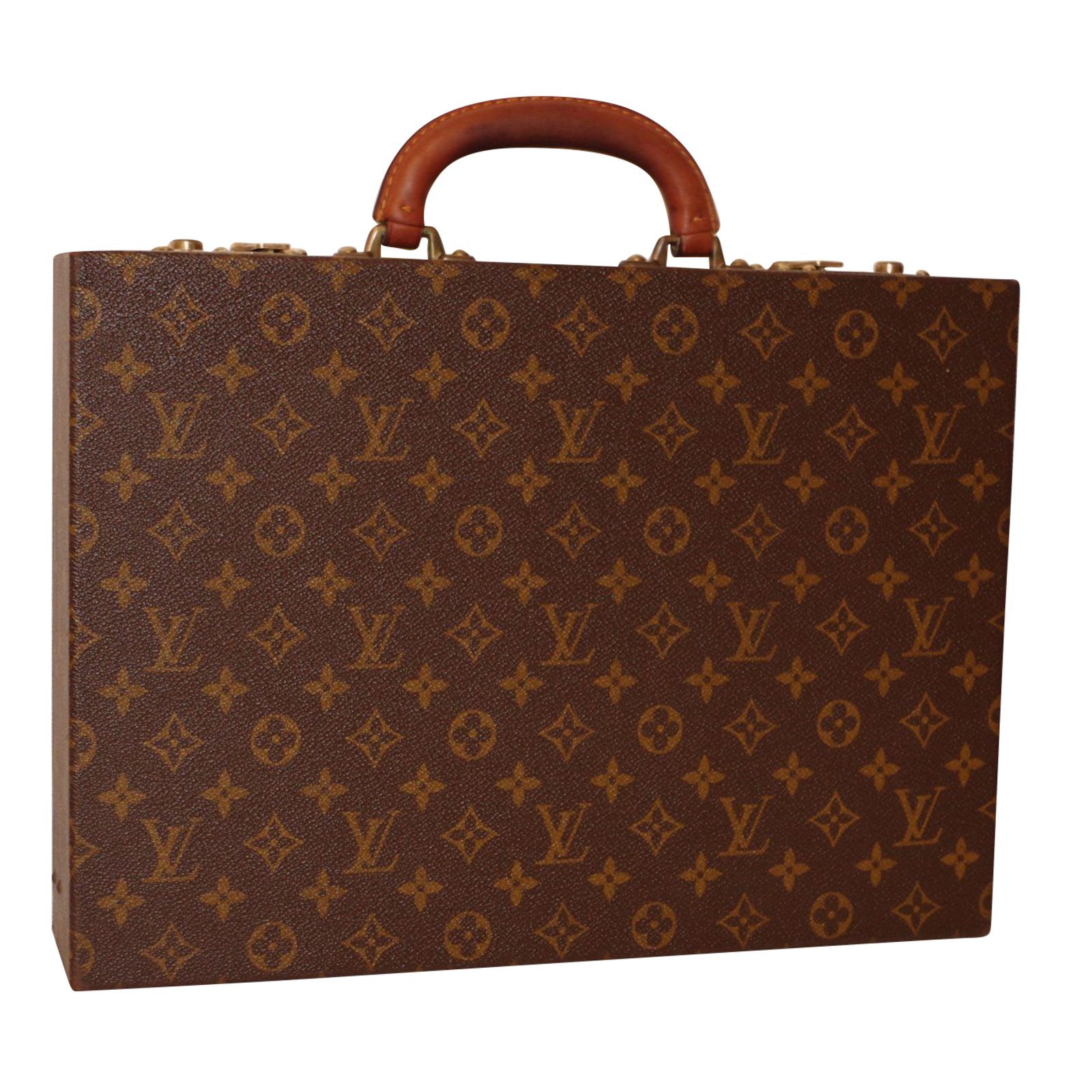 Louis Vuitton Briefcase Brown Leather Cloth ref.86564 - Joli Closet