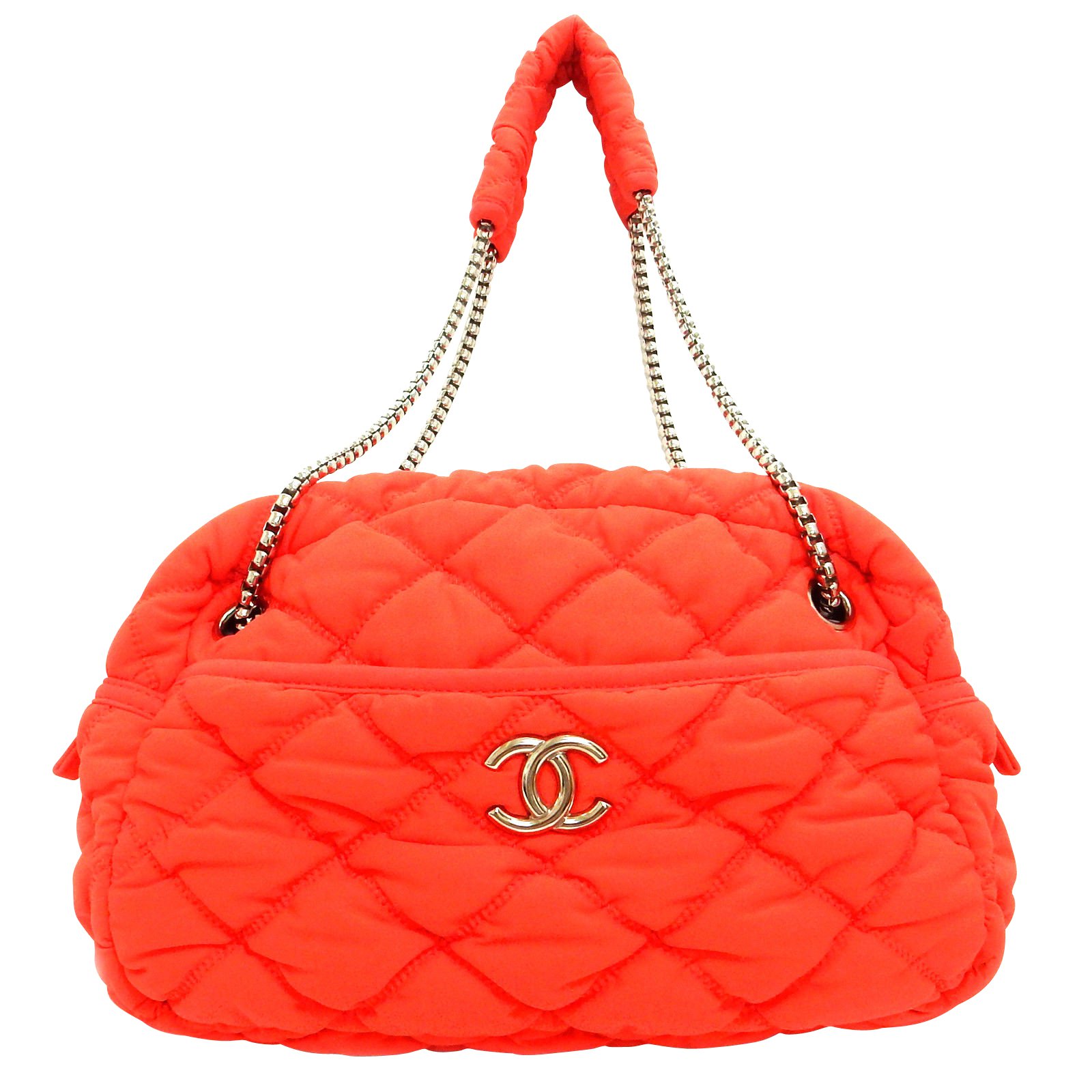Chanel Bubble Quilt Fabric Red Orange Chain ref.86809 - Joli Closet