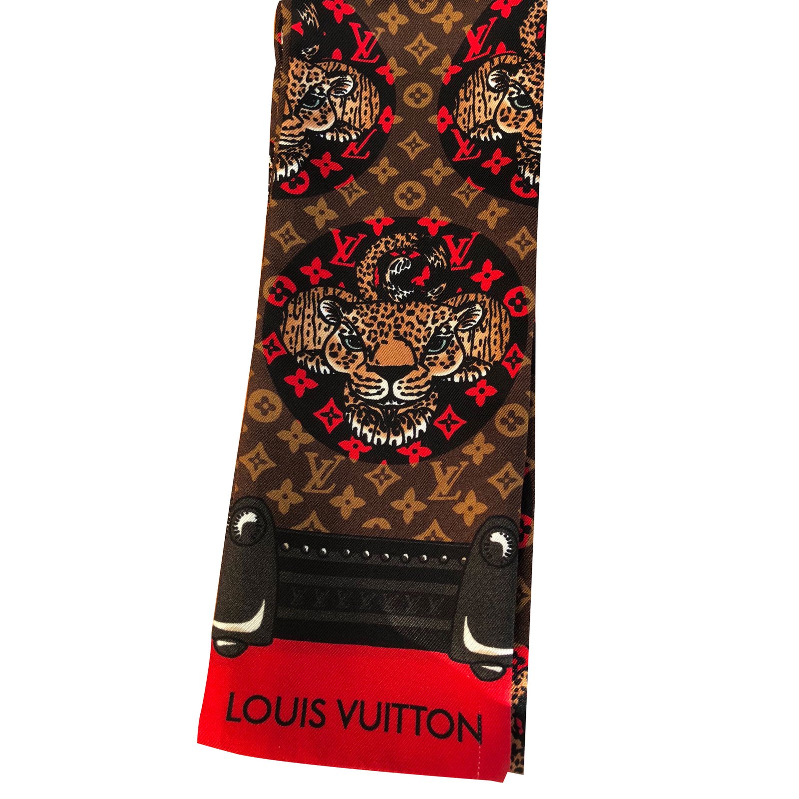 Louis Vuitton Animalle headband Scarves Silk Brown ref.86996 - Joli Closet