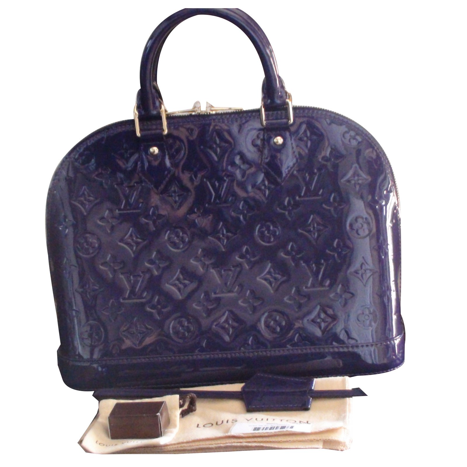 Alma patent leather handbag Louis Vuitton Purple in Patent leather
