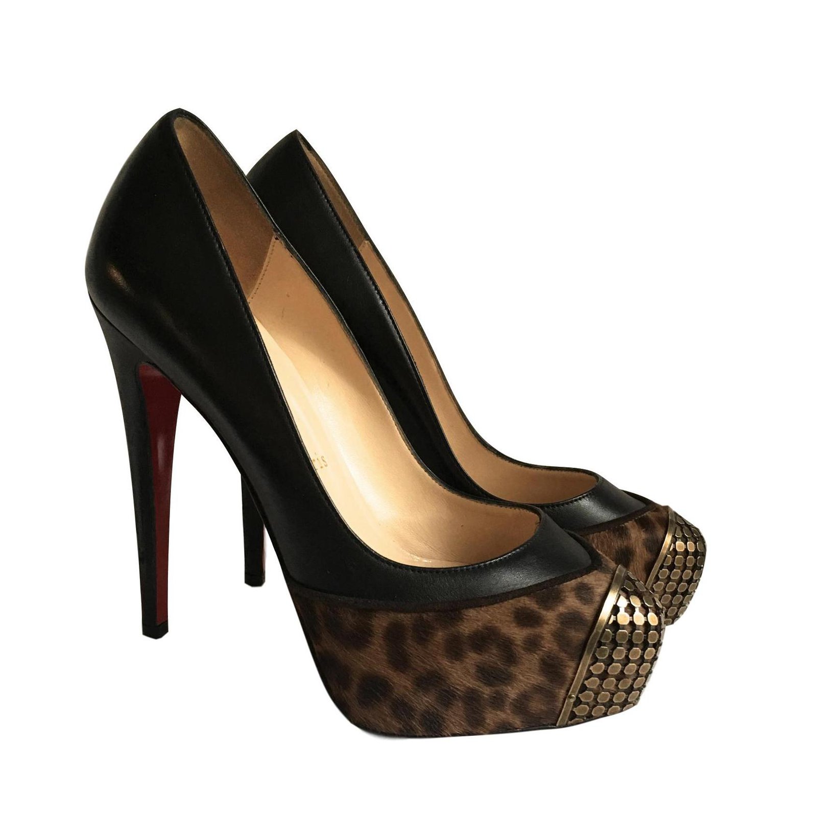 black leopard heels