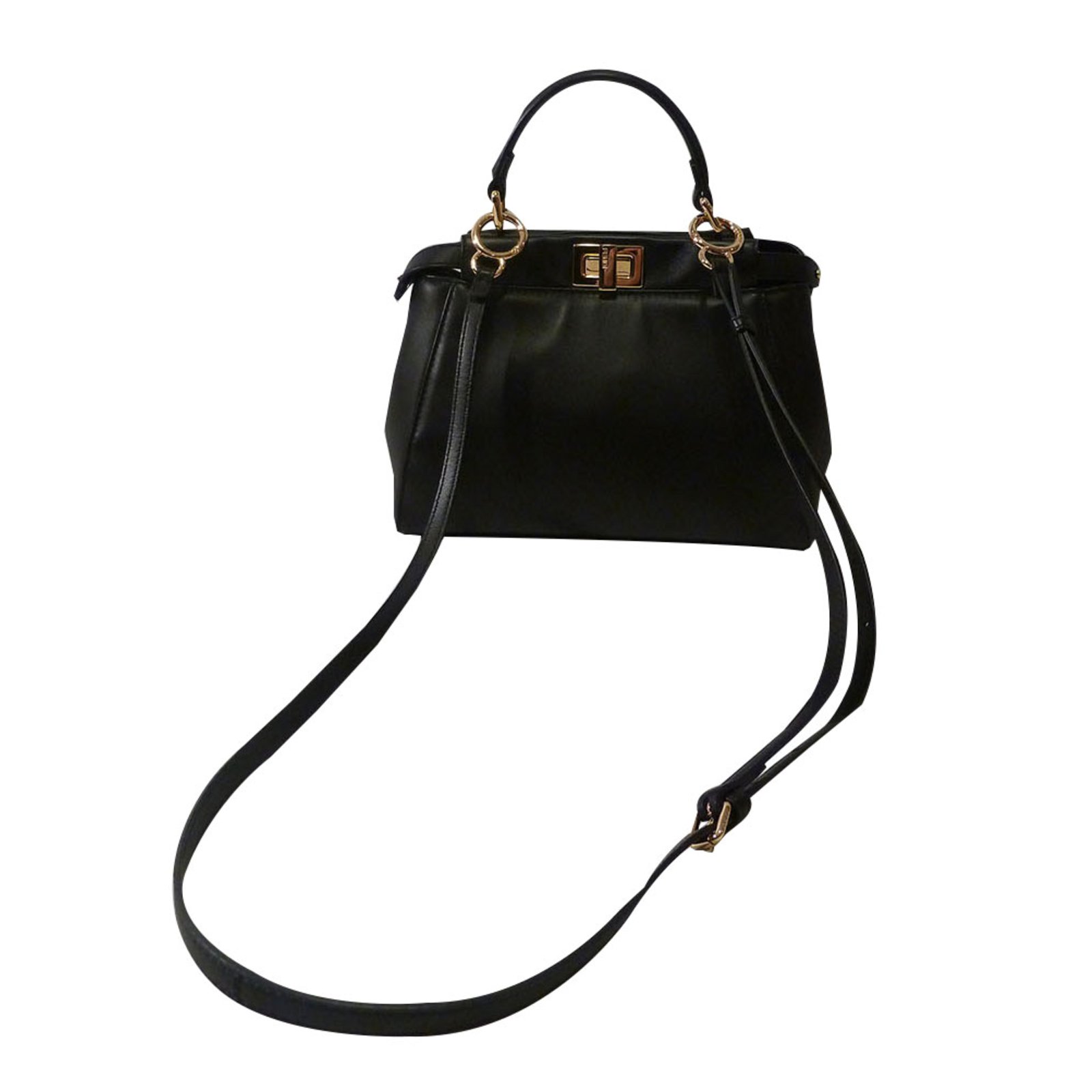 Peekaboo leather handbag Fendi White in Leather - 31655464
