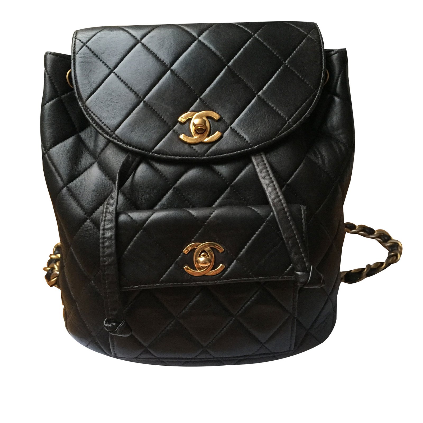 Chanel Vintage backpack Black Leather ref.88112 - Joli Closet