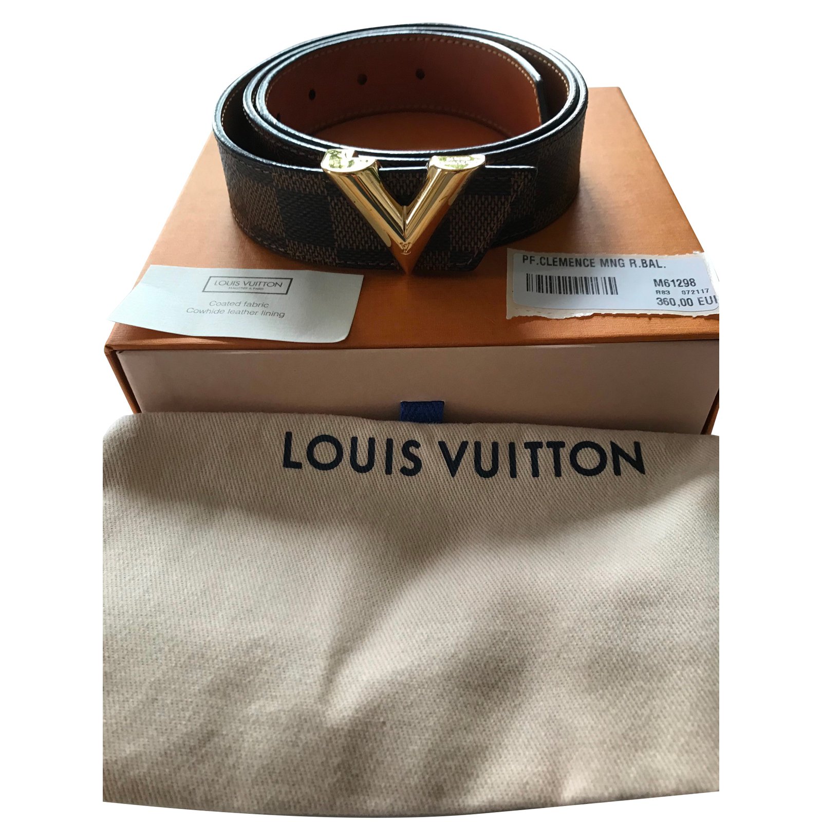 Louis Vuitton Checkers Ebony with V Loop Chocolate Leather ref.88487 - Joli  Closet