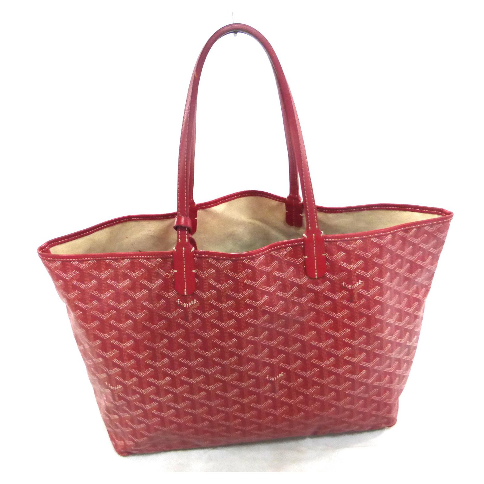 Goyard Saint-louis red pm Handbags Leather,Cloth White,Red ref.88795 - Joli Closet