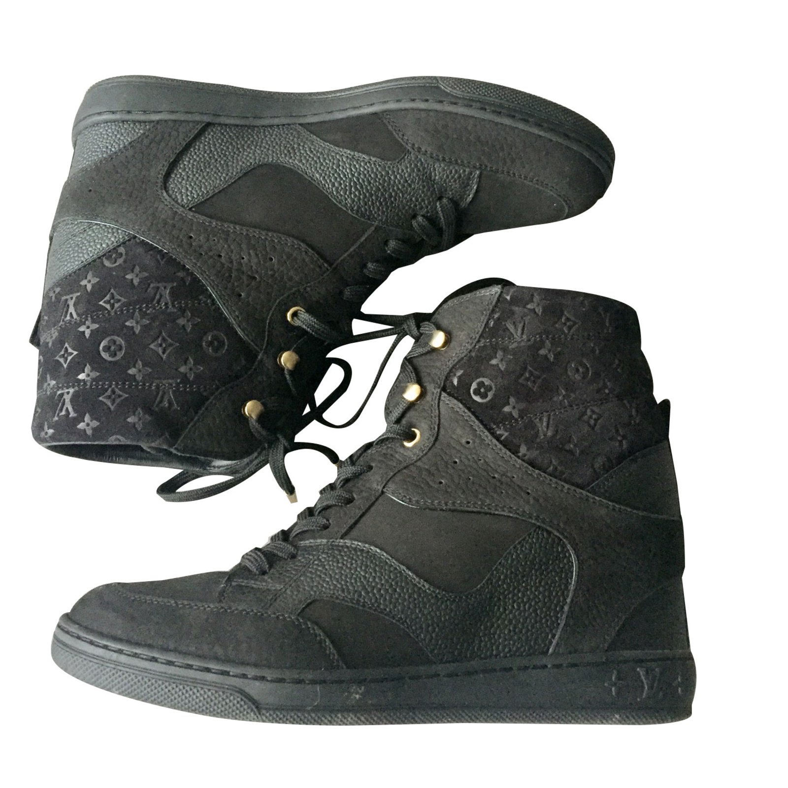 Louis Vuitton Sneakers Sneakers Suede,Leather Black ref.88898 - Joli Closet