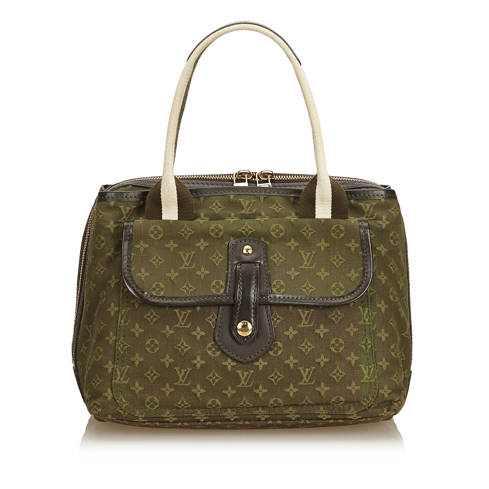 Louis Vuitton Monogram Mini Lin Sac Mary Kate Handbags Cotton,Cloth White,Green ref.90025 - Joli ...