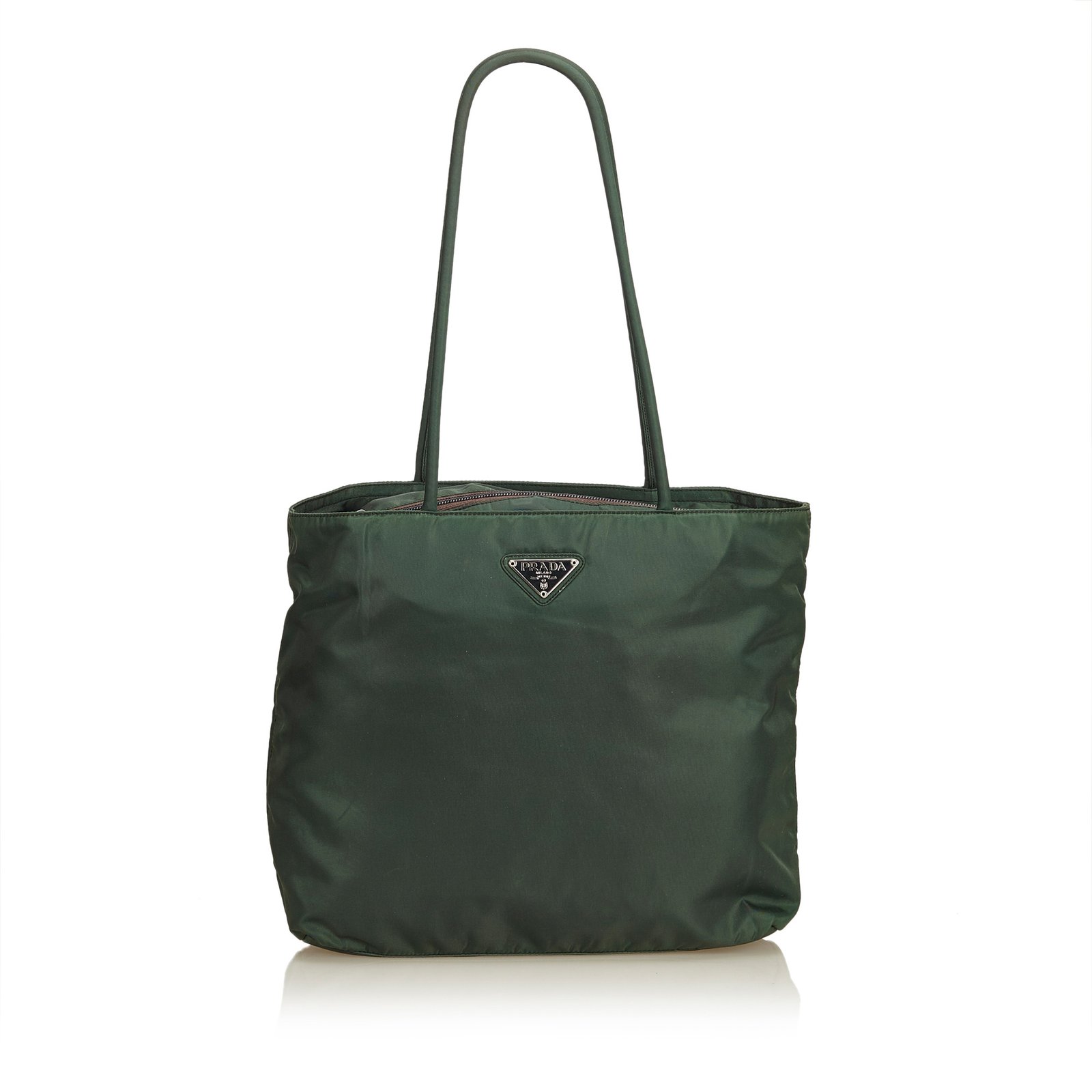 Prada Nylon Tote Bag Green Dark green Cloth ref.90497 - Joli Closet