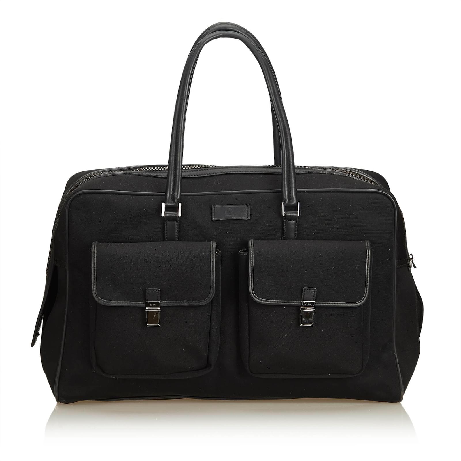 Gucci Canvas Weekender Travel Bag Leather Other Cloth Black Gucci Canvas Weekender Travel Bag Leather Other Cloth Black Ref 90797